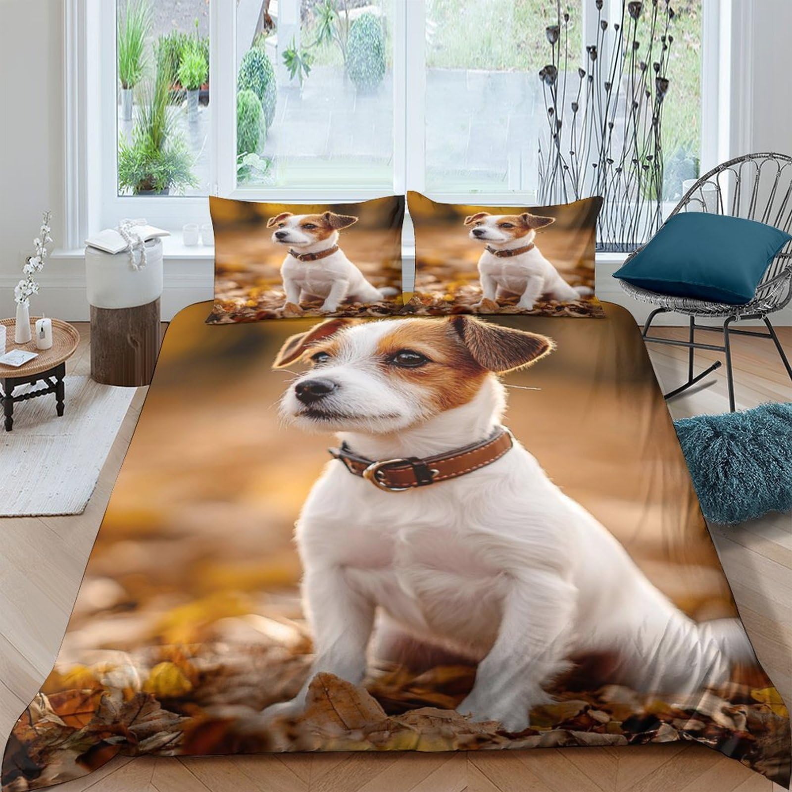 Ctjqhvkz Style-6 3D Printed Dog Pattern Fitted Sheet Microfiber Non Slip Brown Puppy Mattress Cover For Bedroom Dorm Decoration Easy Care Single（135X200cm）