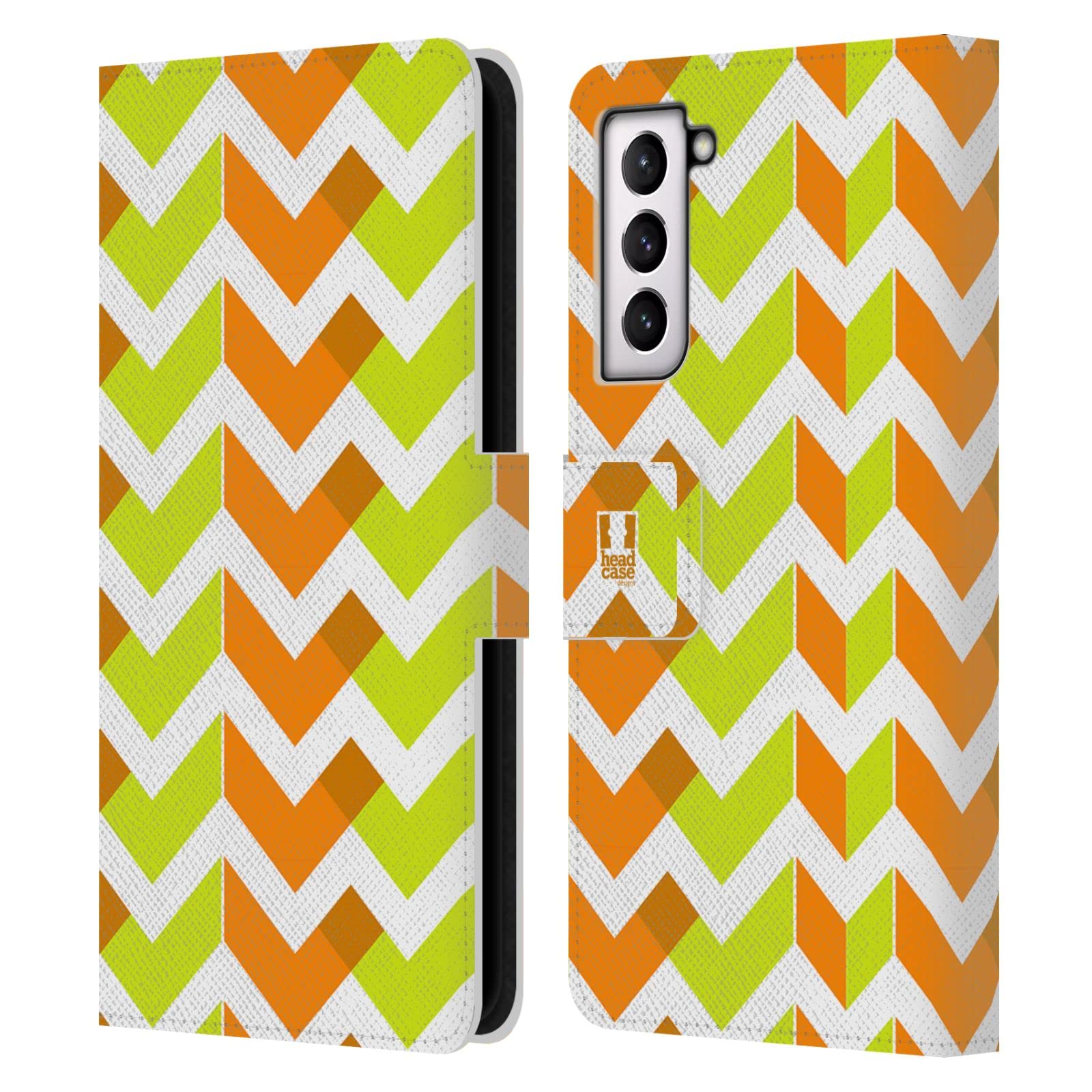 Étui portefeuille Galaxy S21 FE 5G Head Case Designs similicuir zigzag orange