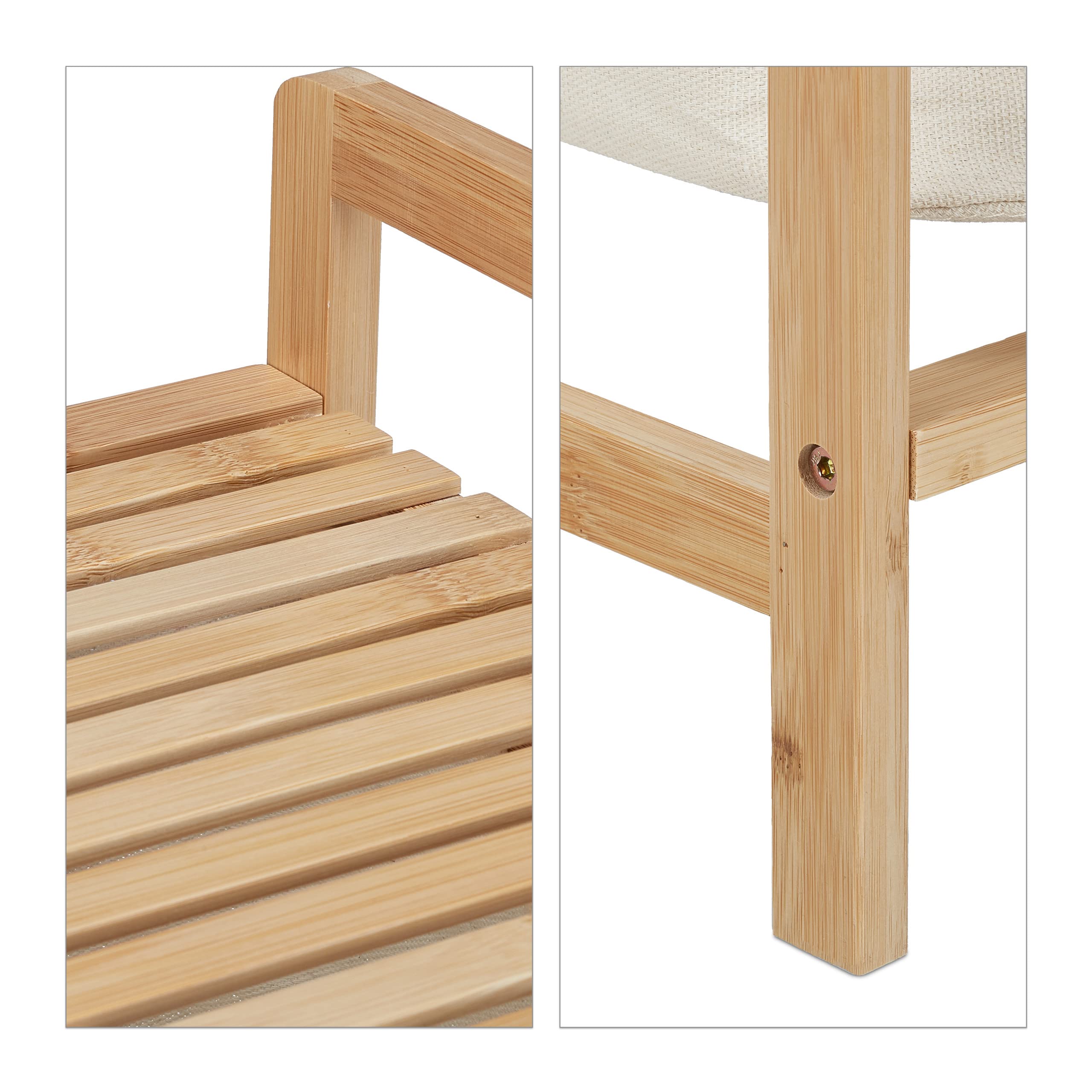 Relaxdays Panier à Linge, Structure Bambou, trieur 2 panières, HLP : 85x44x33 cm, étagère Salle de Bain, Nature-Beige