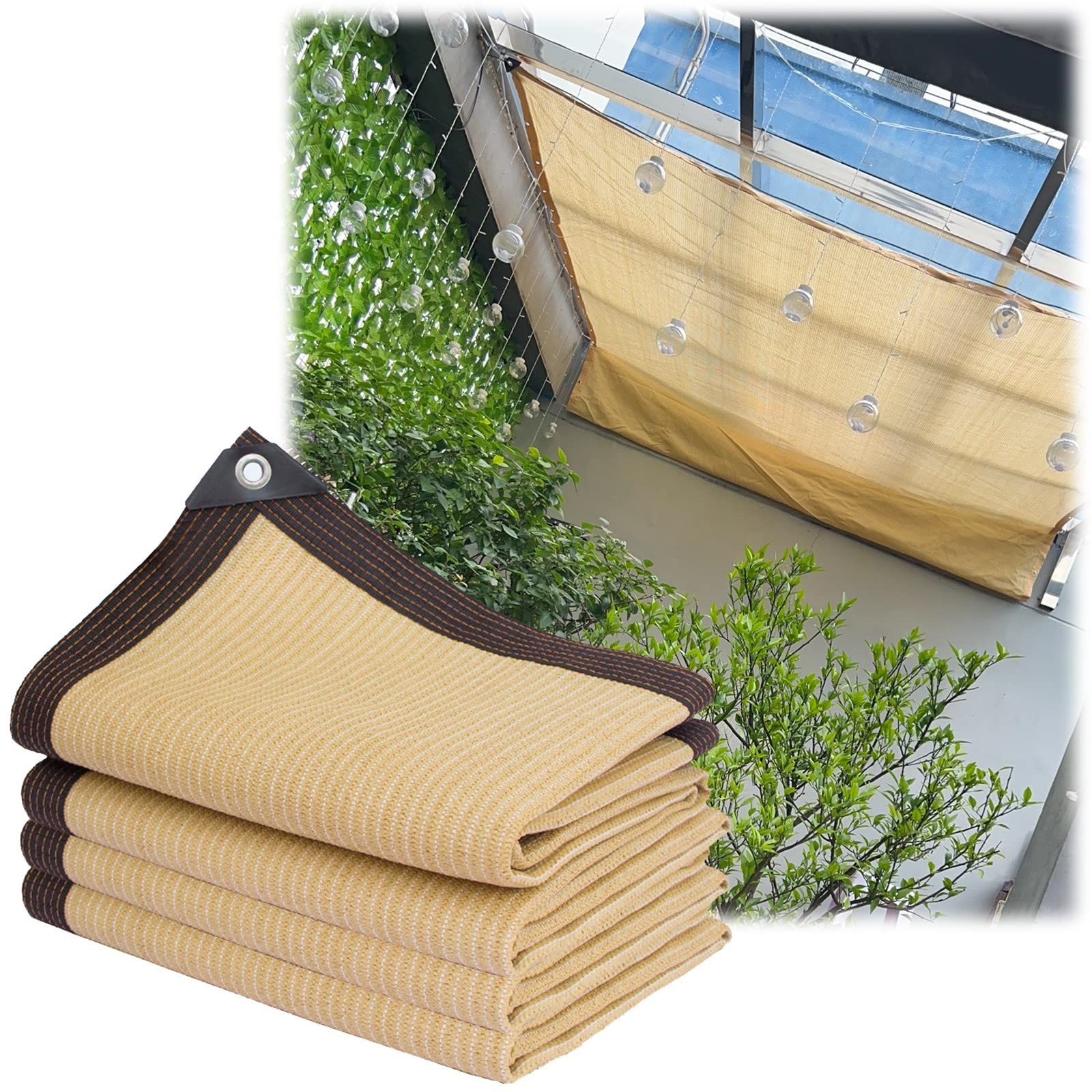 Malla Sombreo Jardín, Red De Sombreado para Exterior Terraza Patio, 90% Paño Protección Solar 4x7m 5x5m 5x8m 6x6m 6x10m 7x7m Red De Sombra con Ojales(Tamaño:4X9M)
