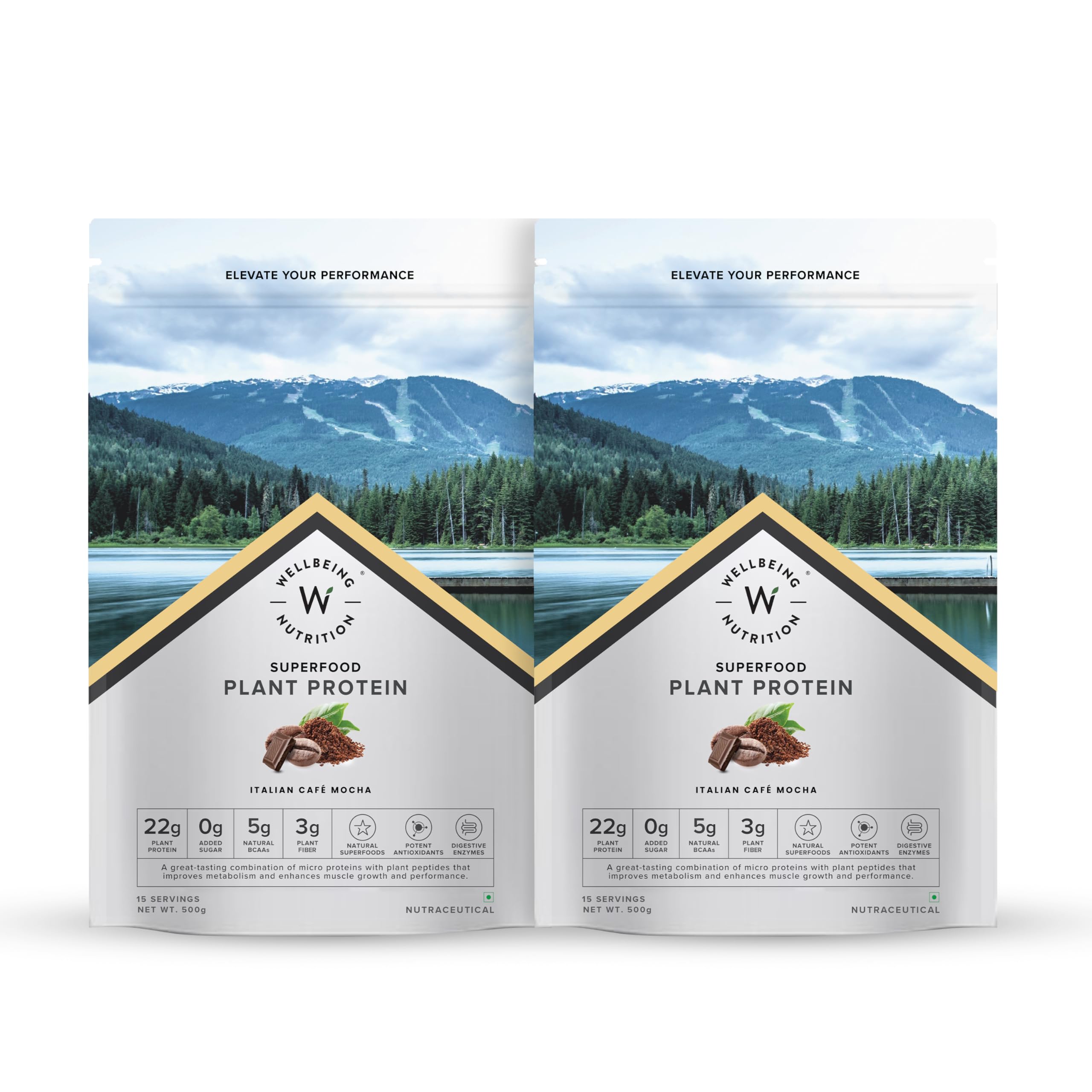 Wellbeing Nutrition Organic Vegan Plant Protein Isolate Powder | 22G Protein, 5G Bcaa European Pea & Brown Rice Protein| Italian Cafe Mocha - 500gm :pack of 2 1000gm (B0CZXPK6TD) Amazon Price History, Amazon Price Tracker