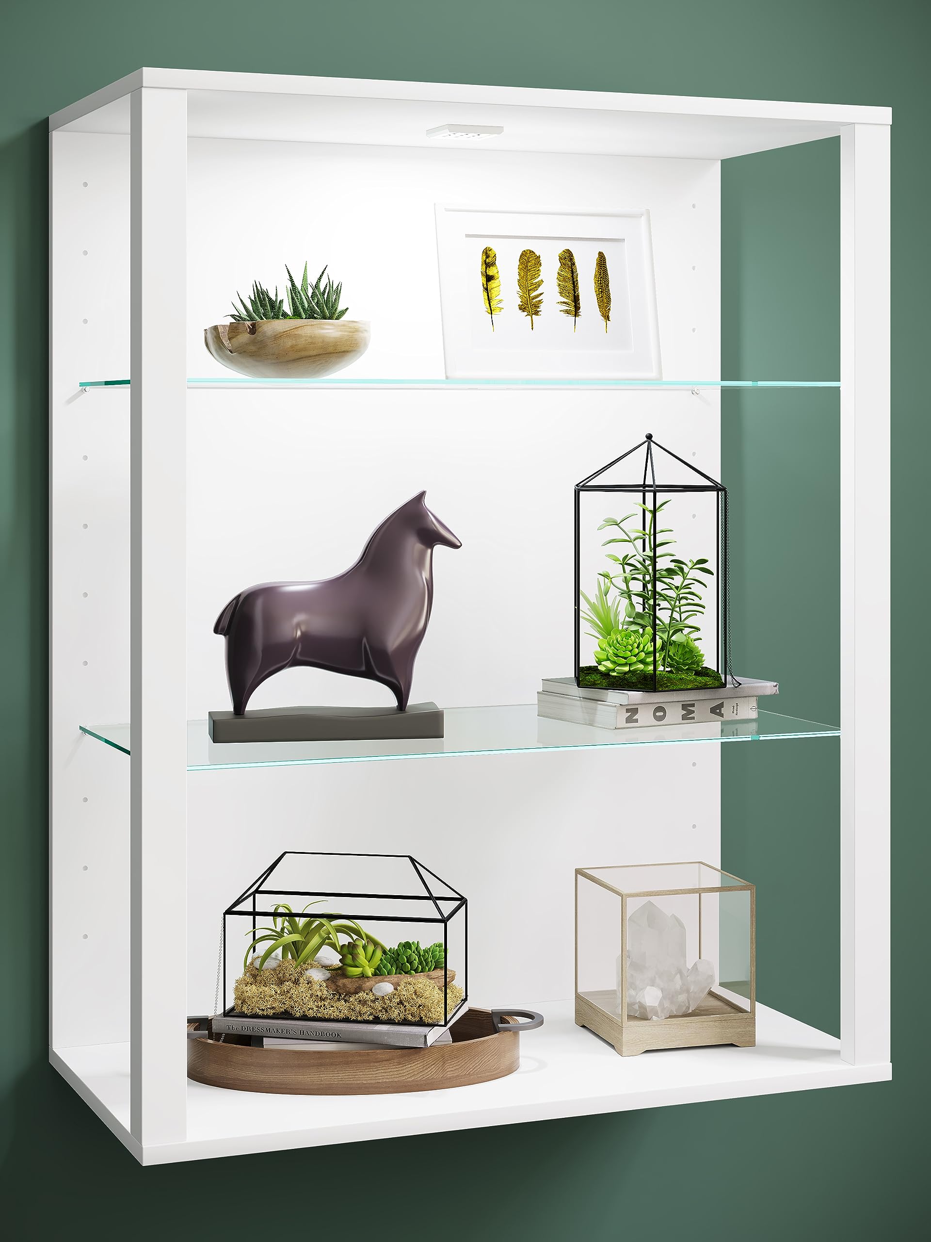 VCM Wandvitrine 70x35x90 cm 3 Fächer Holzwerkstoff Glas Glasvitrine