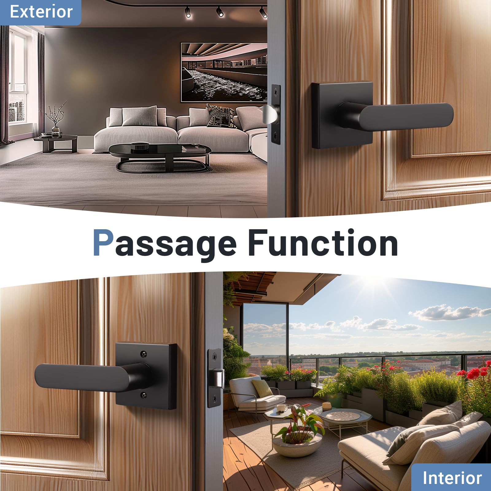 Matte Black Door Handles - Durable & Easy Install -2 Matte Black Door Handles - Durable & Easy Install -2