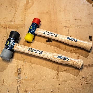 ESTWING Rubber Mallet - 24 oz Double-Face Hammer with Soft/Hard Tips & Hickory Wood Handle - DFH24