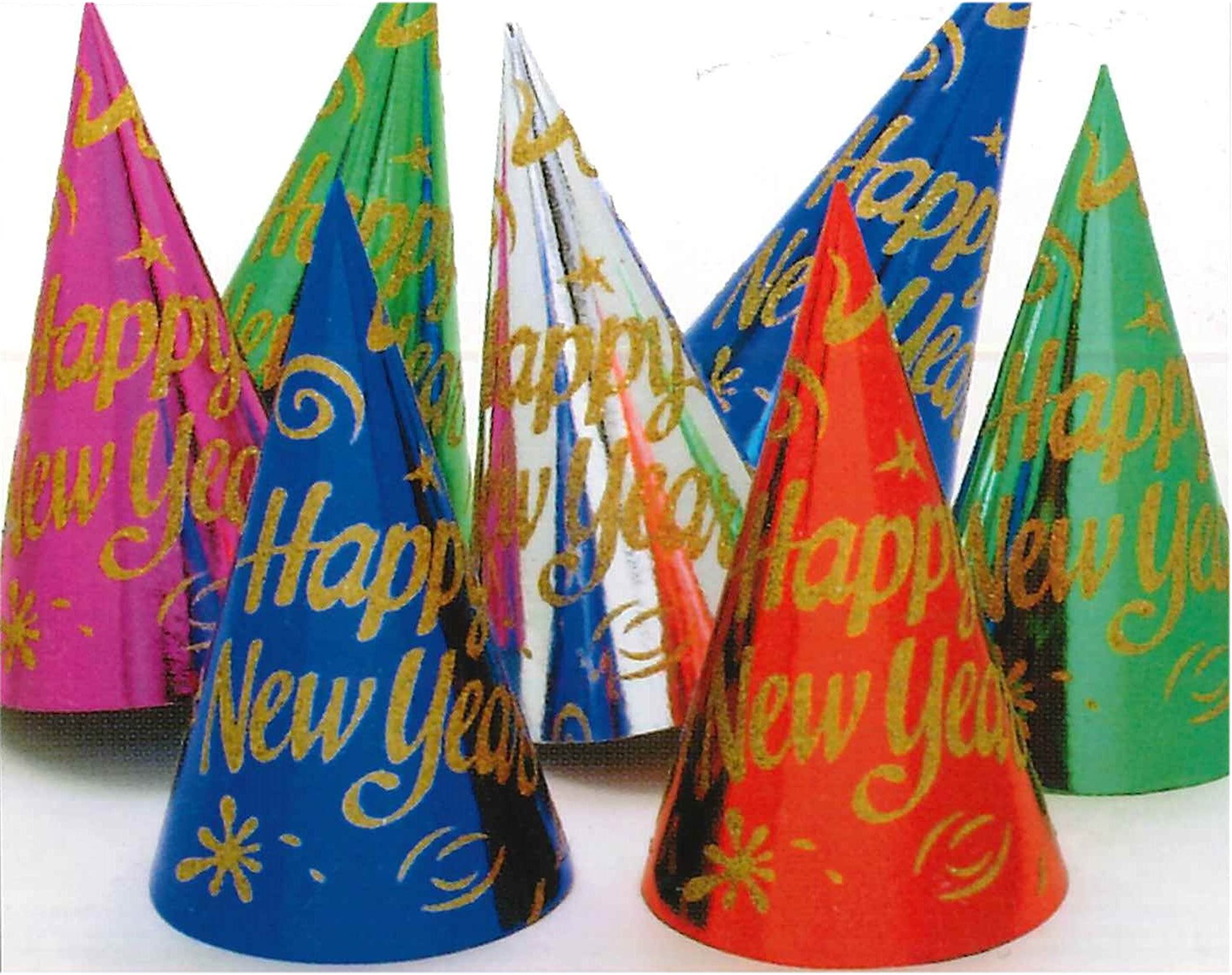 Party Magic Foil Glittered Hats Multicolour 9in 6pcs Per Pk