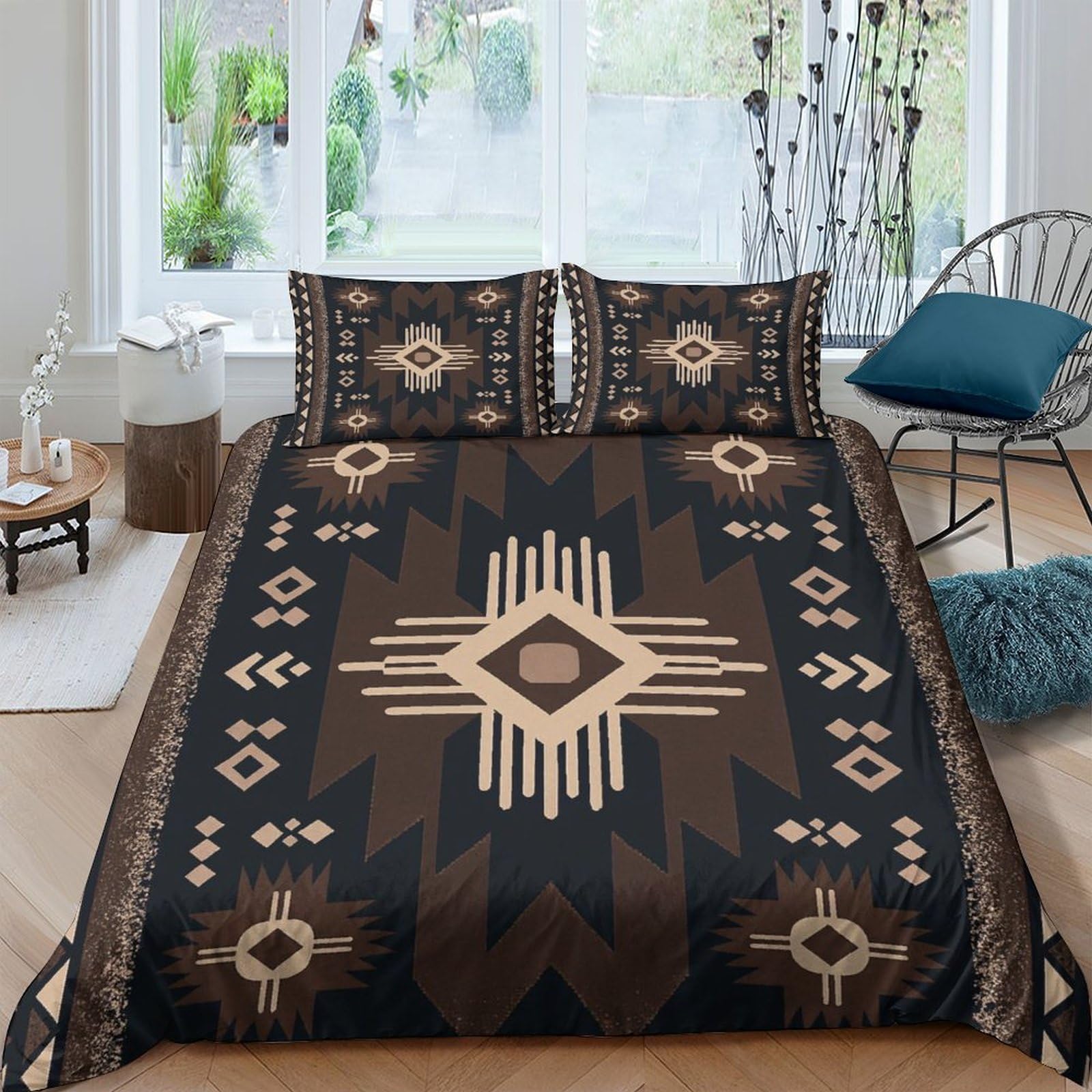 Ctjqhvkz Style-6 3D Printed Tribal Geometric Fitted Sheet Microfiber Soft Breathable Native Aztec Mattress Cover For Bedroom Dorm Decor Single（135X200cm）