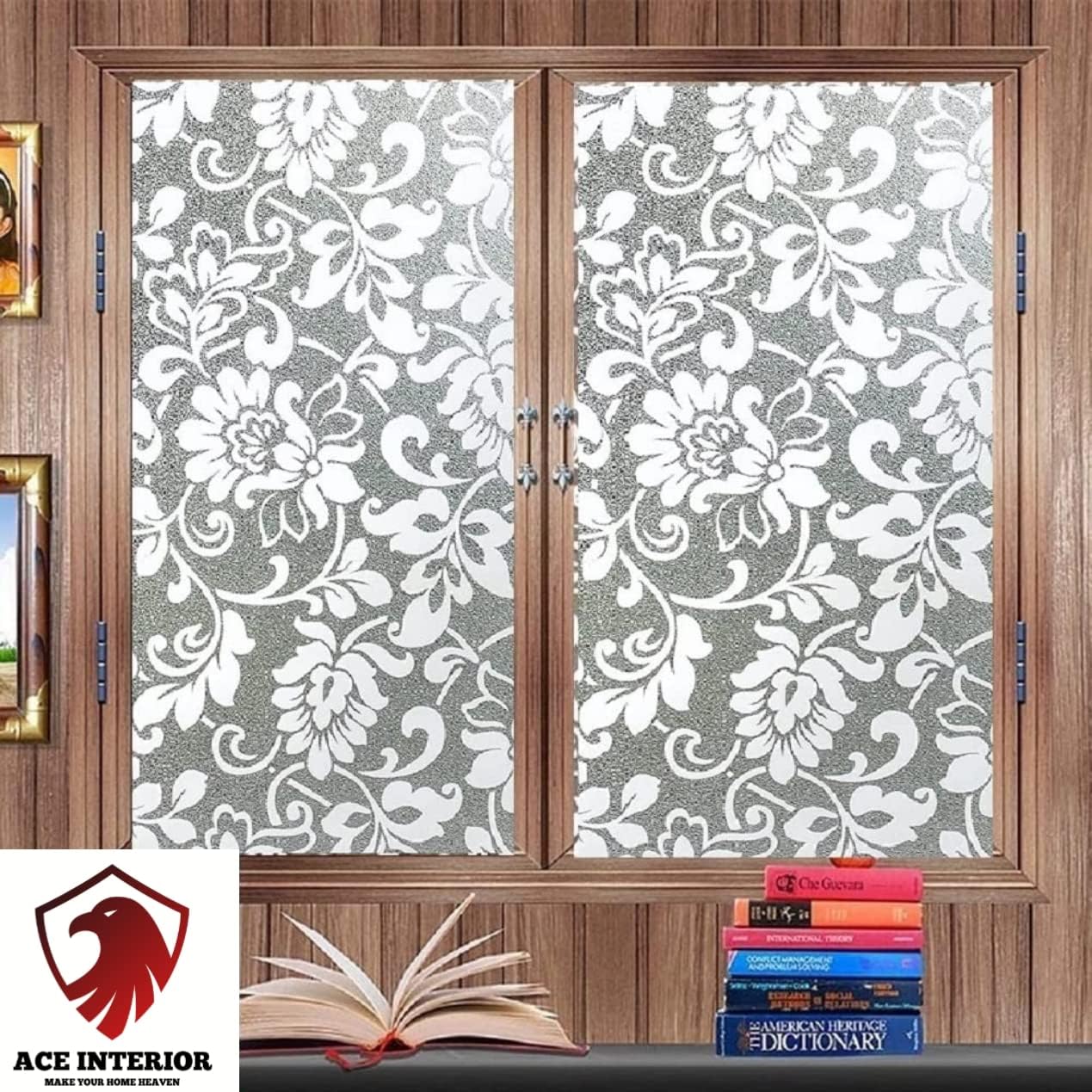 White Printed Window Privacy Sticker Glass Sticker Window Film PVC Window Film Self Adhesive Decorative Sticker for Bathroom/Door Window/Heat Control/Sidelight/Anti UV (24 X 96 Inch)