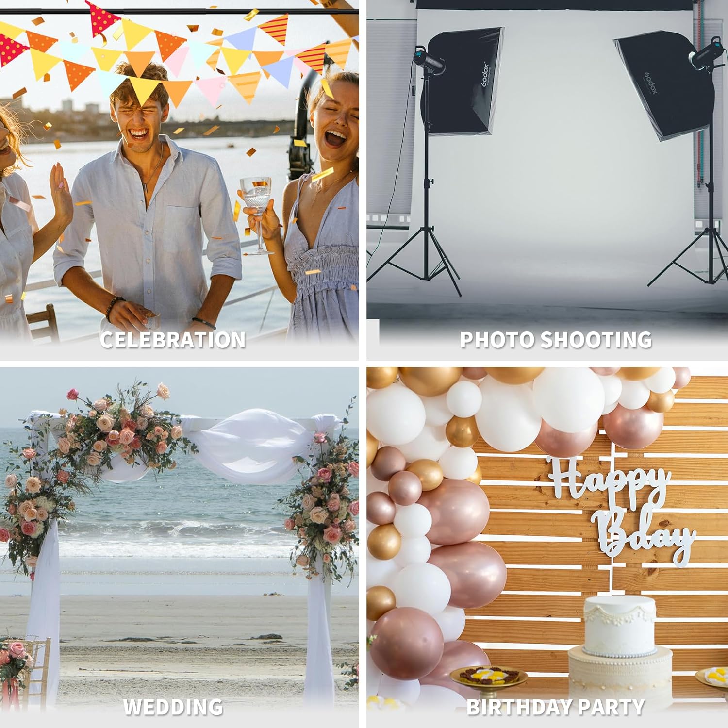 6.6x10 FT Photo Stand Kit, Adjustable Background Stand for Parties, Wedding Photography, Includes 6 Backdrop Clamps and Carrying Bag