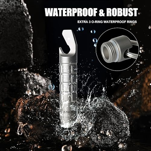 Miniatura 5 de RXLUY Llavero de titanio, pastillero, barra de palanca, impermeable, organizador de píldoras de emergencia, caja portátil de bolsillo Prybar para