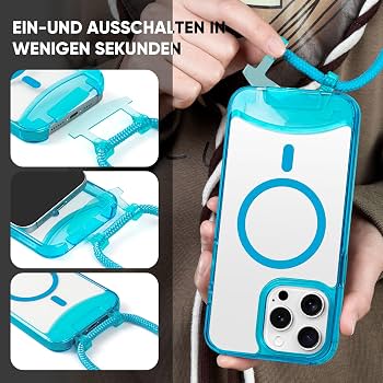 Handyhülle Mit Band Für IPhone 14 Pro (6,1 Zoll) – Klar, Magnetisch, Stoßfest | Mit Verstellbarem Tragegurt