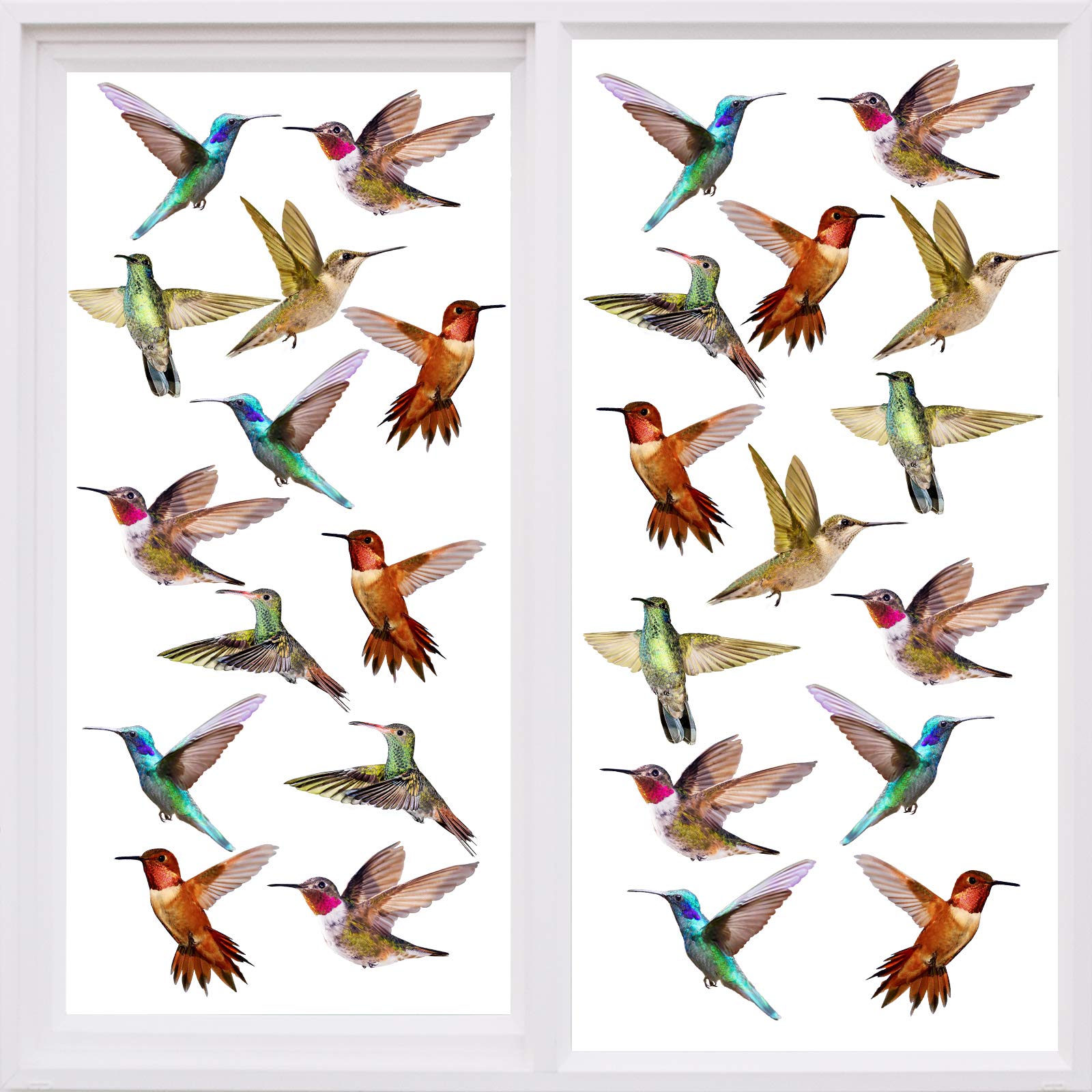 Ivenf Hummingbird Decorations 3 Sheets 27 Pcs Window Clings Decor, Anti-Collision Window Clings to Prevent Bird Strikes on Window Glass