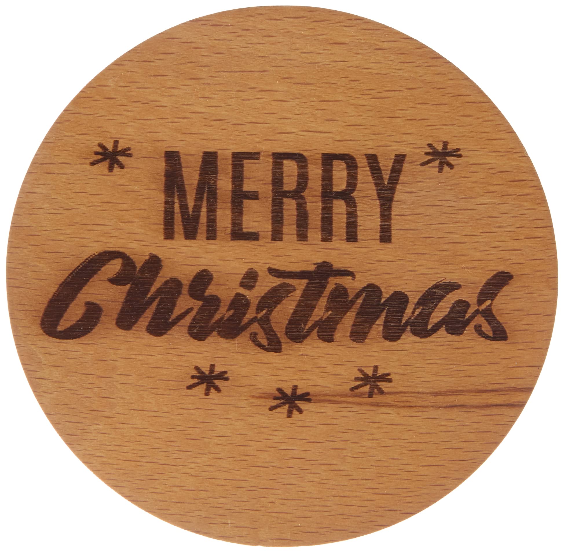Engraved House "Merry Christmas" Beech Wood Coaster