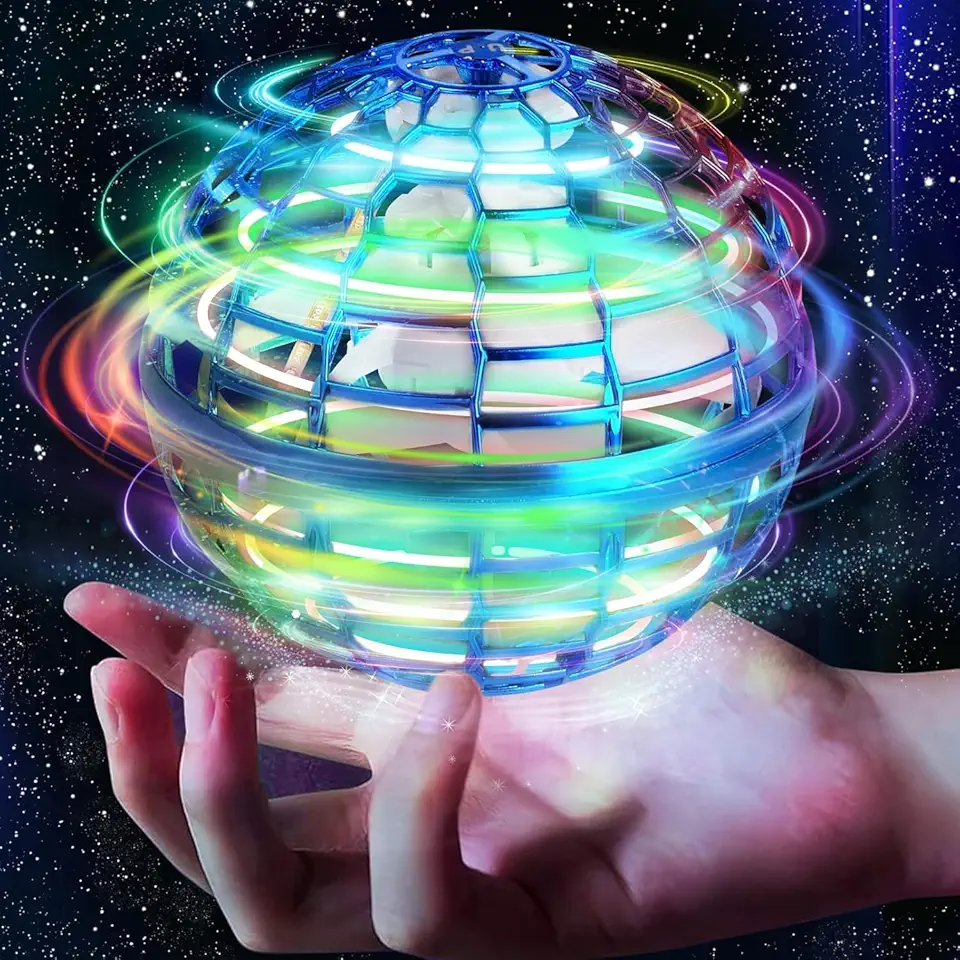 2025 Flying Orb Ball Toy, Galaxy Boomerang Hover Led Lights Mini Drone Globe Hand Controlled Flying Ball Toys Cool Toys Gift for 6 7 8 9 10+ Year Old Boys Girls Teens Outdoor (Blue)