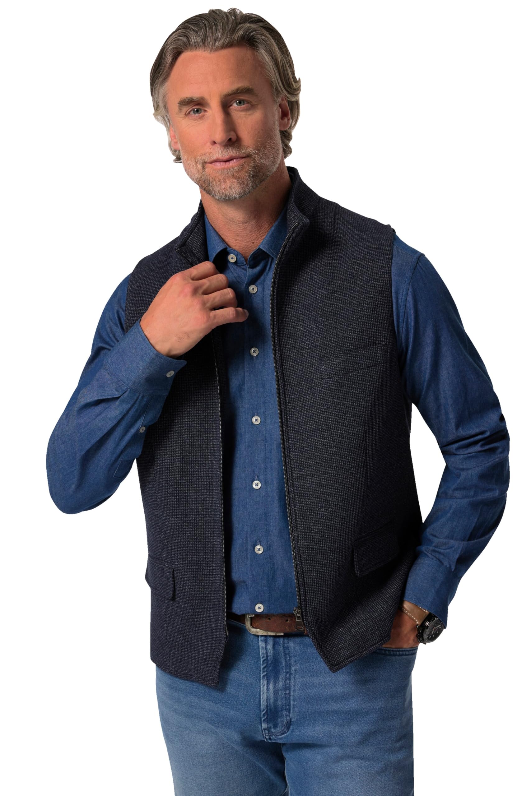 Boston Park Herren große Größen Übergrößen Menswear L-8XL Weste, Zipper, Struktur 833158