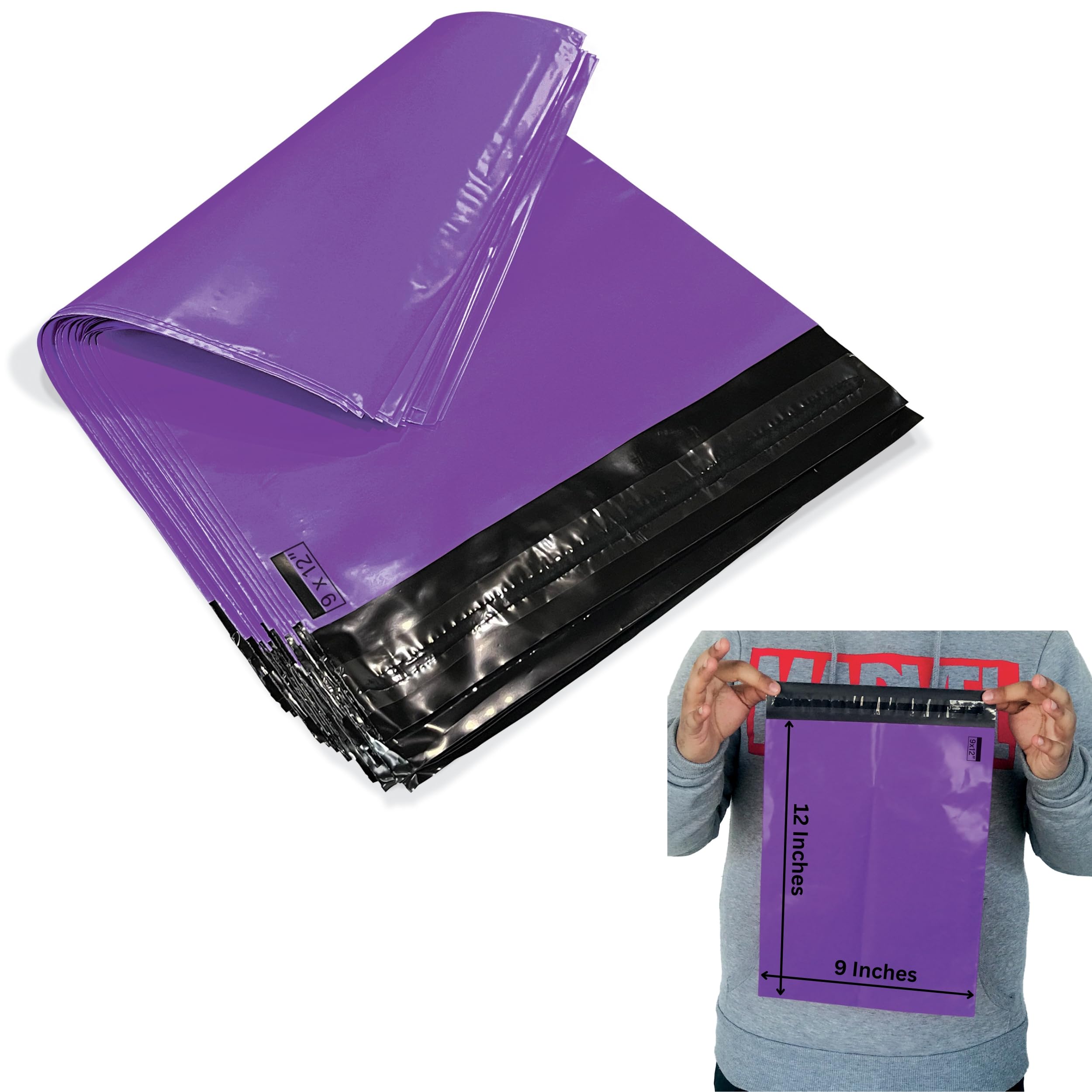 Jeejaan Purple Jeejaan® 50 Pcs Postage Bags 9X12 In Packing Bag 228 X 305 Mm Poly Mailers Parcel Strong Recyclable Plastic Poly Mailer Postal, Tear-Proof Courier For Envelope & Shipping Bag