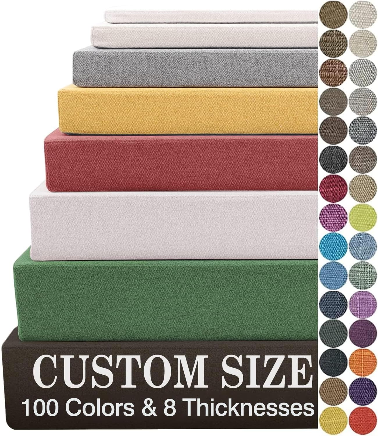 Custom Bench Cushions for Indoor Furniture, Bay Window Seat Cushion Indoor, 70D Thicken Foam Bench Pad, Non-Slip Indoor Seat Cushion, Outdoor Waterproof Garden Patio Furniture Swing Cushion
