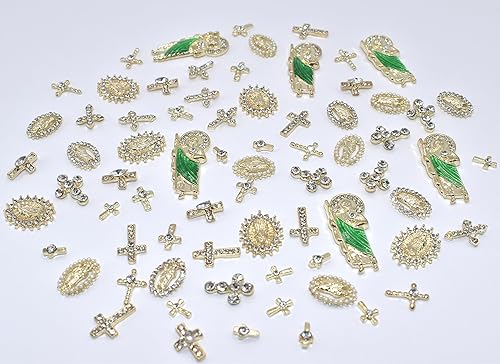 Miniatura 8 de Dijes de uñas 3D con diseño de calavera, 22 piezas de diamantes de imitación para Halloween, cruz de plata antigua, araña, esqueleto, garra, amor,