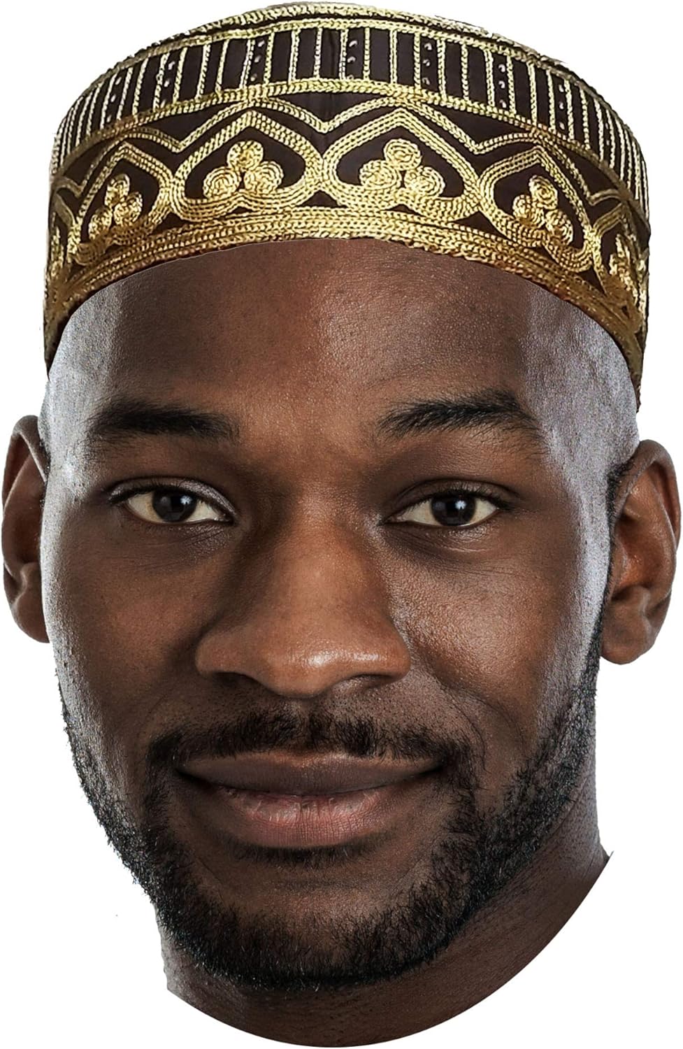 Dupsie's Black and Gold Kofia Hat African Embroidered Kufi Cap at