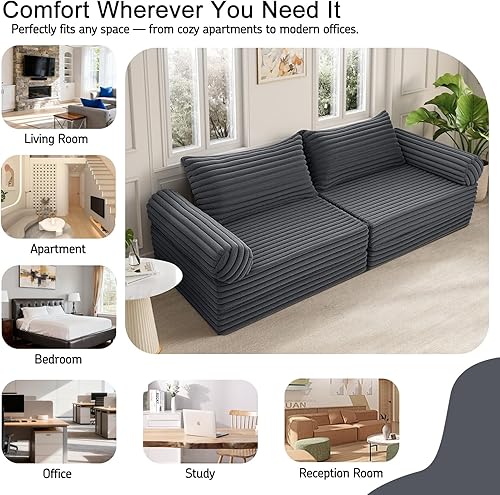 Miniatura 6 de MeMoreCool Sofá cama convertible, sofá cama plegable tamaño Queen, sofá cama extraíble con almohadas, sofá futón plegable para dormitorio, sala de