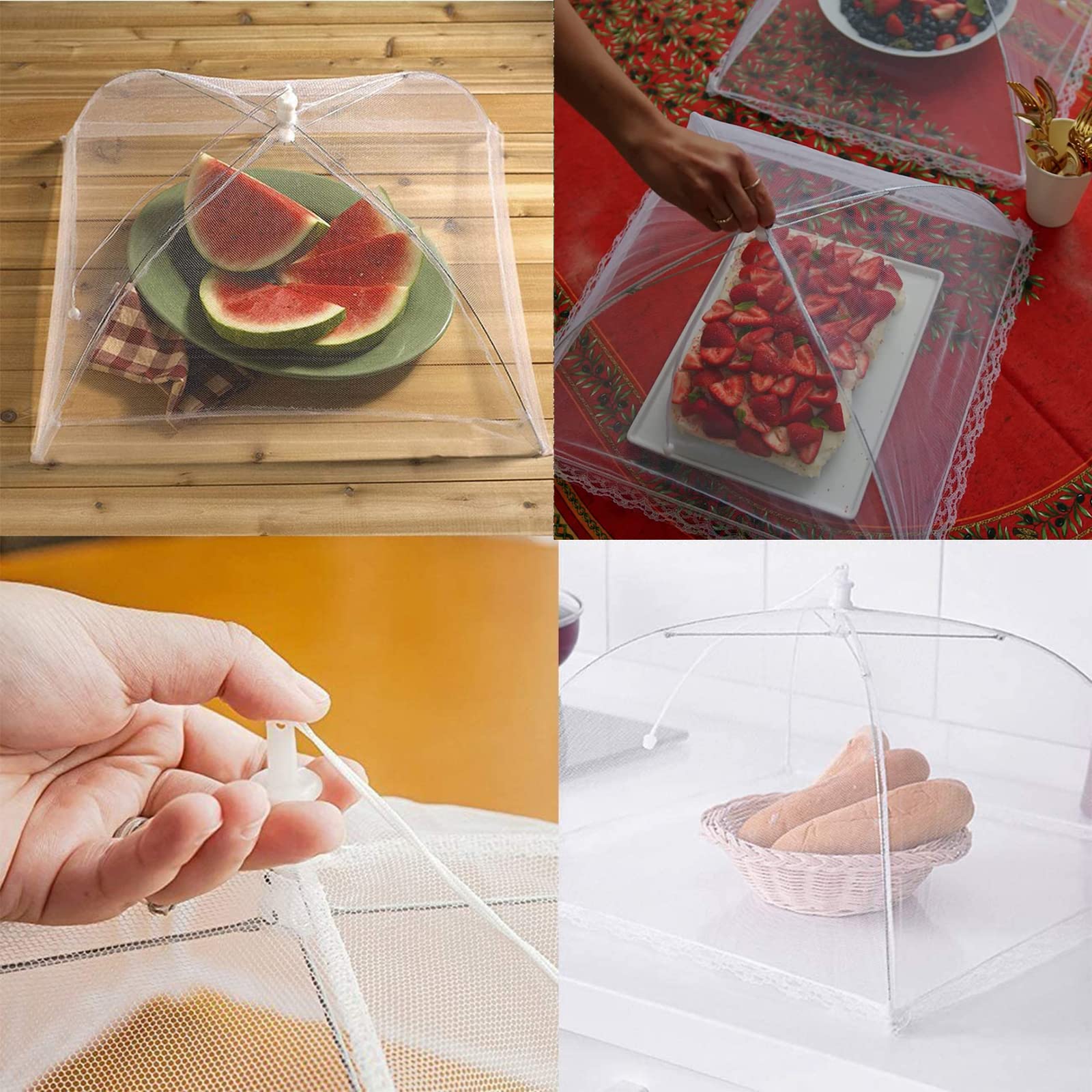 Tokaneit Cubierta Plegable para Comida 3 Piezas, Tienda de Campaña, Cubierta para Fruta, Cubierta para Pastel, protección contra Moscas para Comida, Comida, Barbacoa Fiestas Buffets Camping