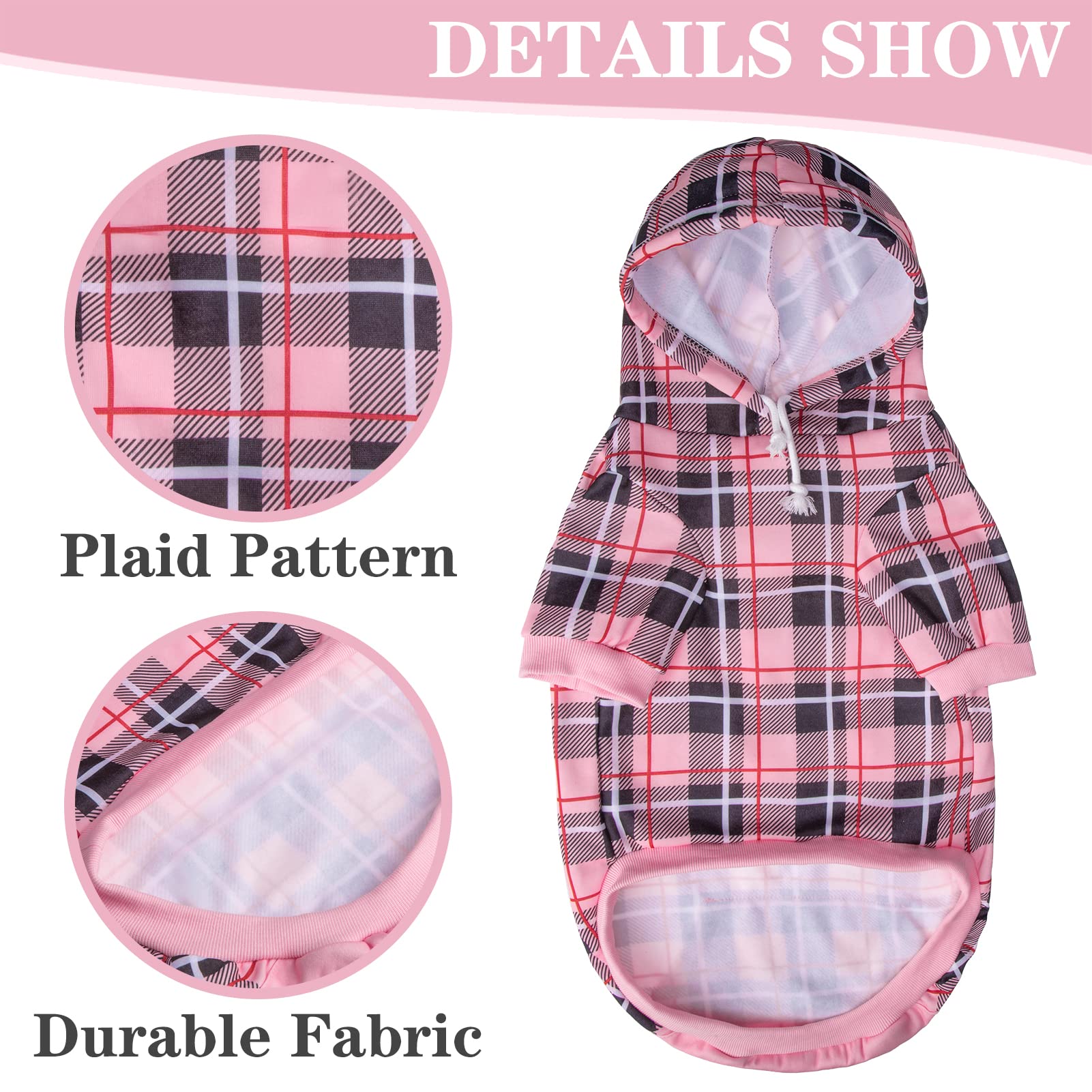 EXPAWLORER Plaid Dog Hoodie British Style, Tartan Pet Clothes Warm Dog Jumper with Lead Hole - Image 4