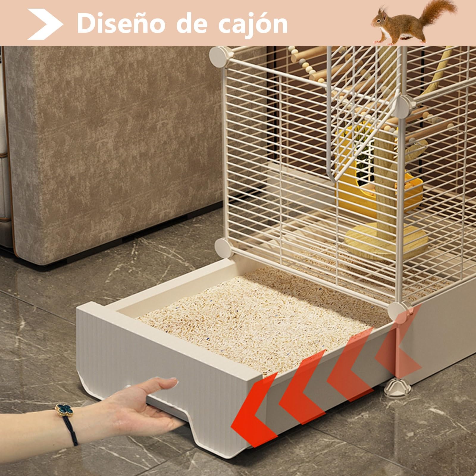 Jaula Huron, Jaula Chinchilla, Diy Jaula Conejo , Jaulas para Pajaros Diseño Extraíble, Malla De Hierro Encriptada De 1,5 Cm, Fácil De Limpiar para Jaulas De Animales Pequeños Jaula para Conejos(37*47