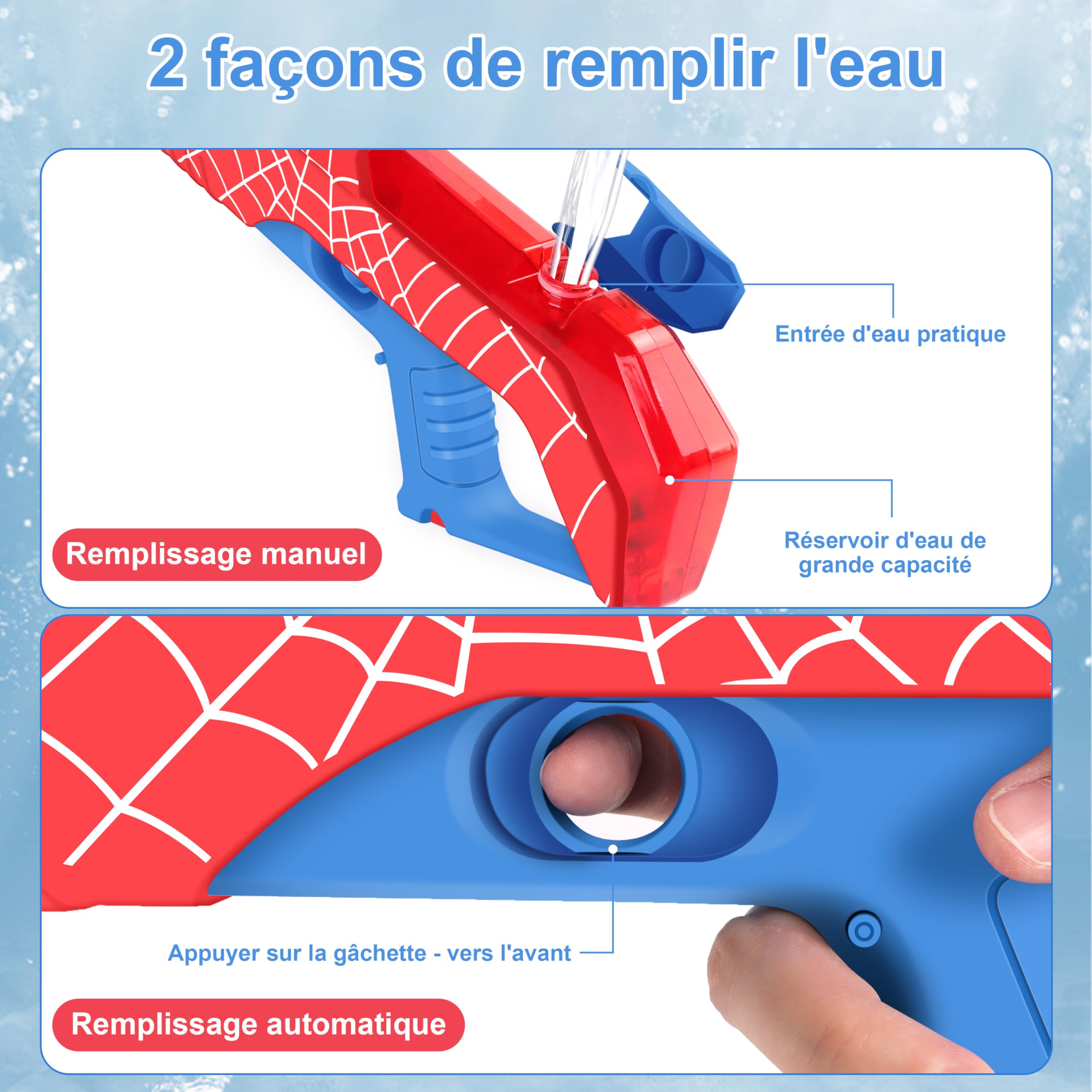 IEEILULU Pistolet à Eau électrique, Pistolets à Eau Automatiques de 32 Pieds avec Grande Capacité, Jouet de Pistolet à Eau pour Enfants Adultes Piscine d'été Plage IEEILULU Pistolet à Eau électrique, Pistolets à Eau Automatiques de 32 Pieds avec Grande Capacité, Jouet de Pistolet à Eau pour Enfants Adultes Piscine d'été Plage