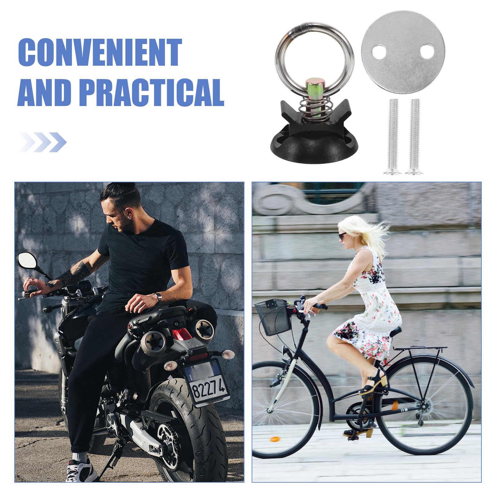 Kit de 4 Anclajes de Amarre Redondos para Motocicleta, Sistema de Amarre Resistente en Forma de L, Accesorios para Motos, Puntos de Anclaje Seguros para Equipaje, Uso Versátil