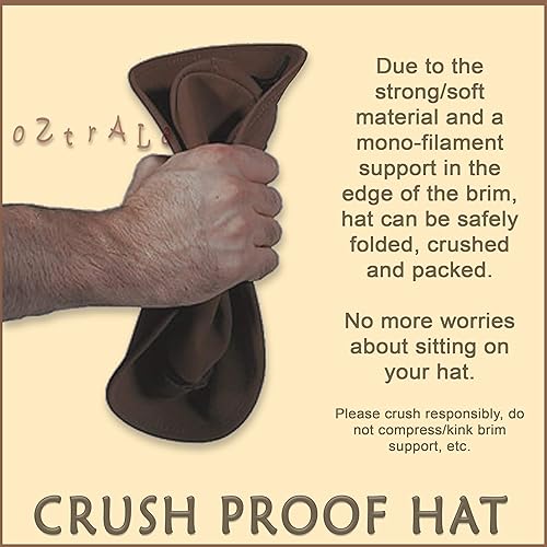 Miniatura 6 de Oztrala Sombrero de fieltro de lana australiana Outback clásico clásico Fedora para hombre, banda de cuero vaquero, HW01 EE. UU