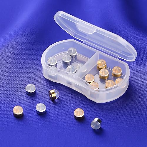 Miniatura 4 de 10 pares de aretes de silicona para tachuelas, parte trasera de aretes de goma de plástico hipoalergénico, tapones de embrague de bala, reemplazos
