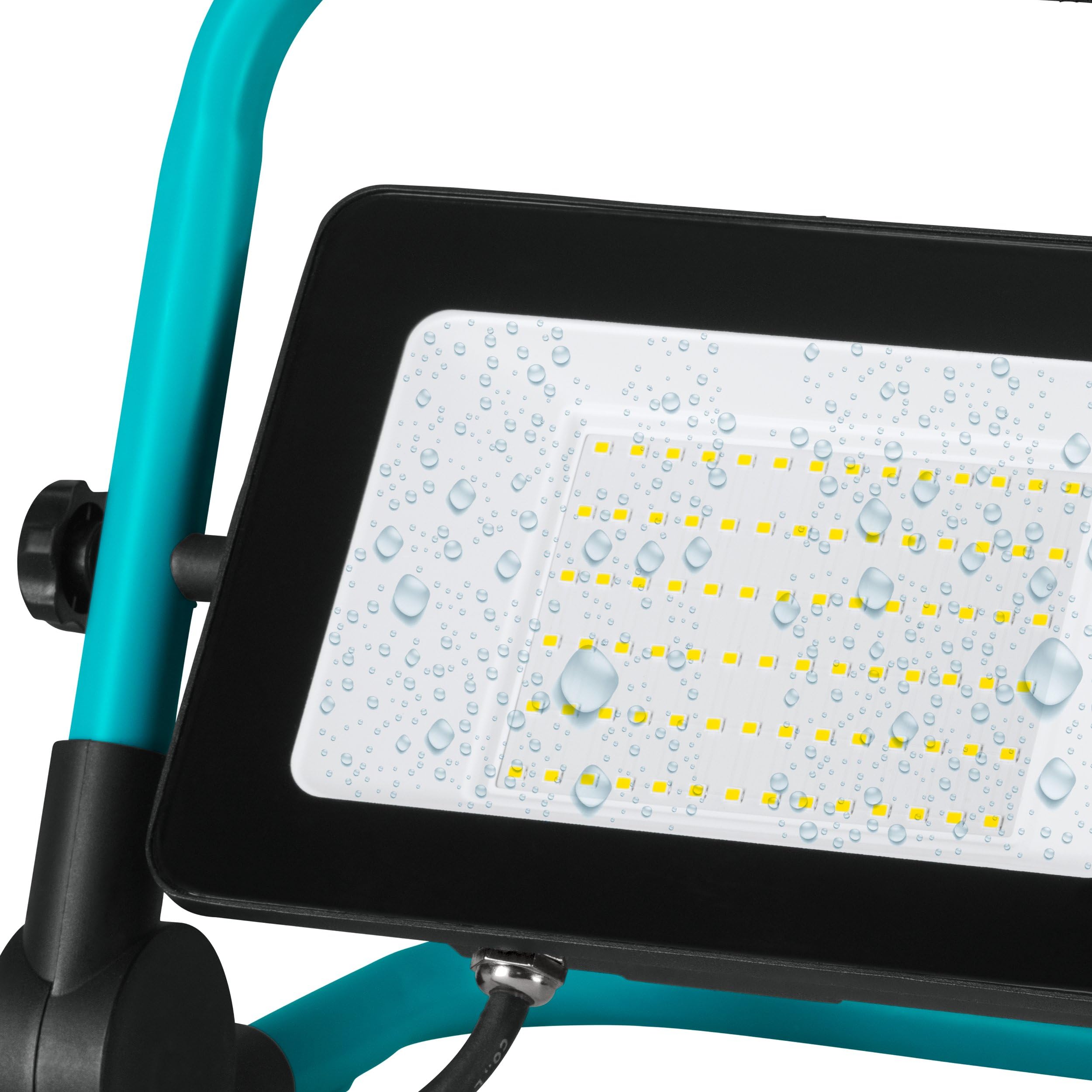 EGLO LED Baustrahler, tragbare Arbeitsleuchte aus Aluminium und Kunststoff | Arbeitsscheinwerfer in türkis und schwarz, Werkstattlampe schwenkbar, IP65, neutralweiß, 4500lm