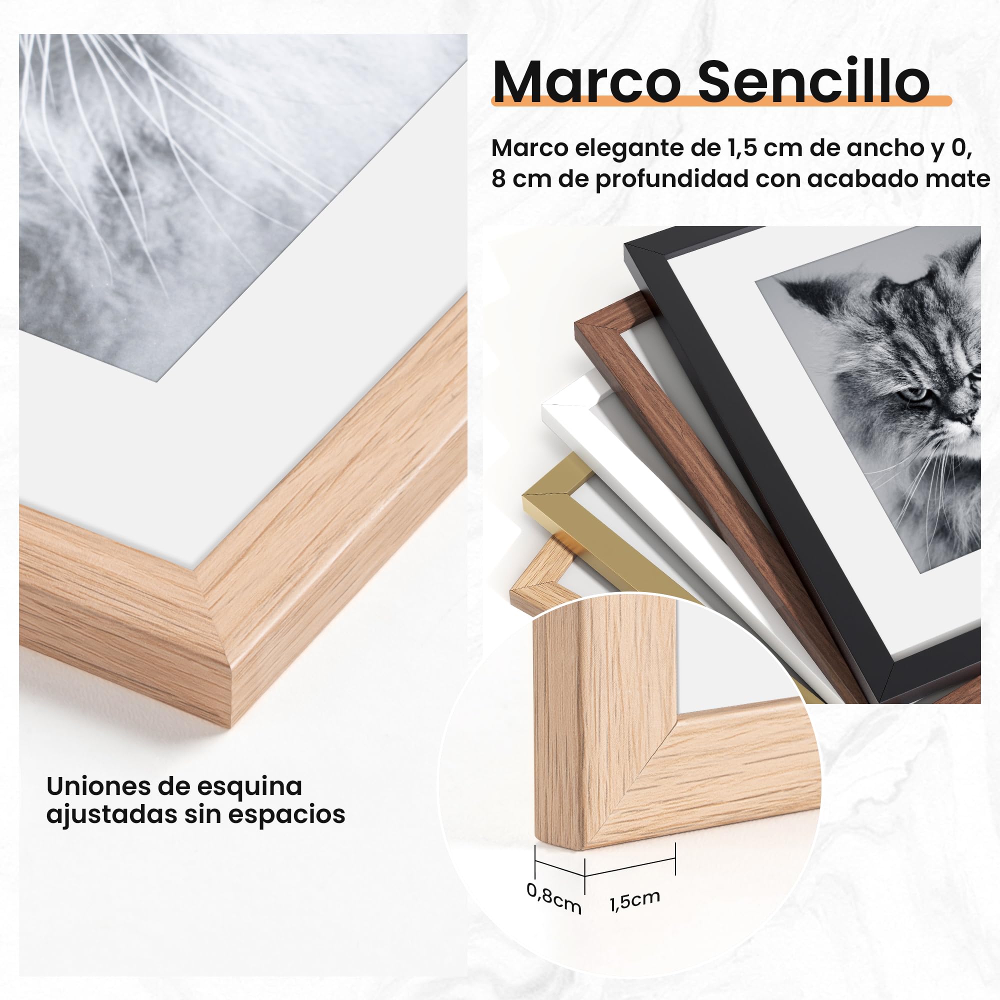 Venusmiles Marcos de Fotos, Acabado Roble Marcos para Múltiples Fotos, Marco de Fotos Collage de Pared y Mesa, Tamaños Múltiples Incluye 6pcs 10x15cm, 6pcs 13x18cm, 3pcs 20x25cm, Juego de 15