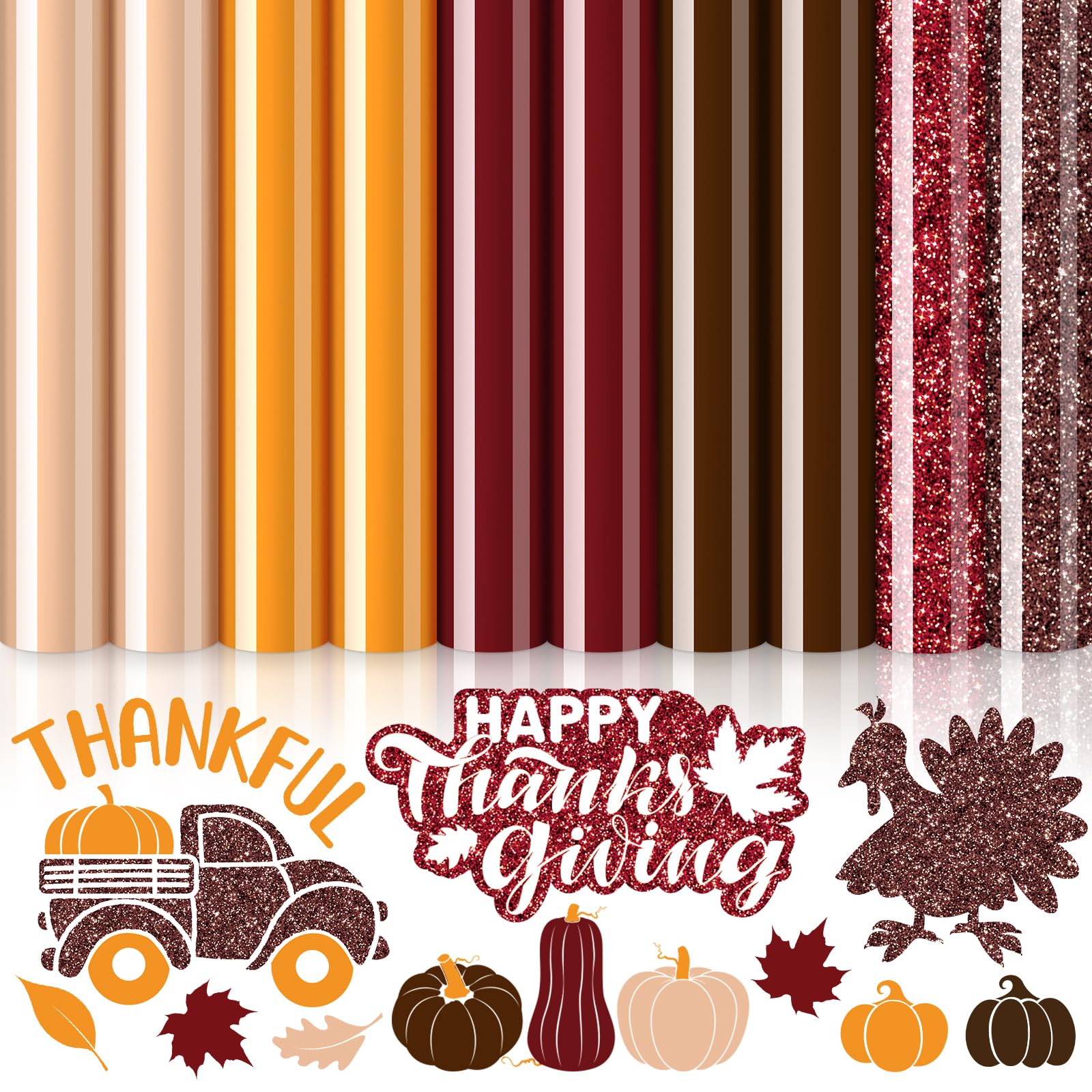 Amazon.com: Whaline 10 Sheets Fall Theme Heat Transfer Vinyl Red Brown ...