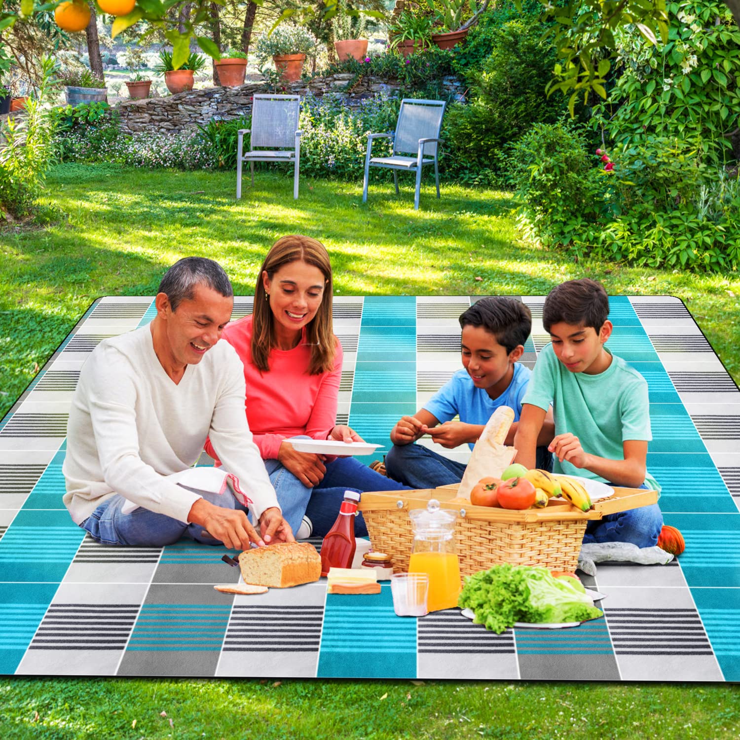 Telo Da Picnic Impermeabile 200x200 Cm - Coperta Spiaggia Pieghevole Con Maniglia - Per Escursioni, Spiaggia, Campeggio - Foto 4