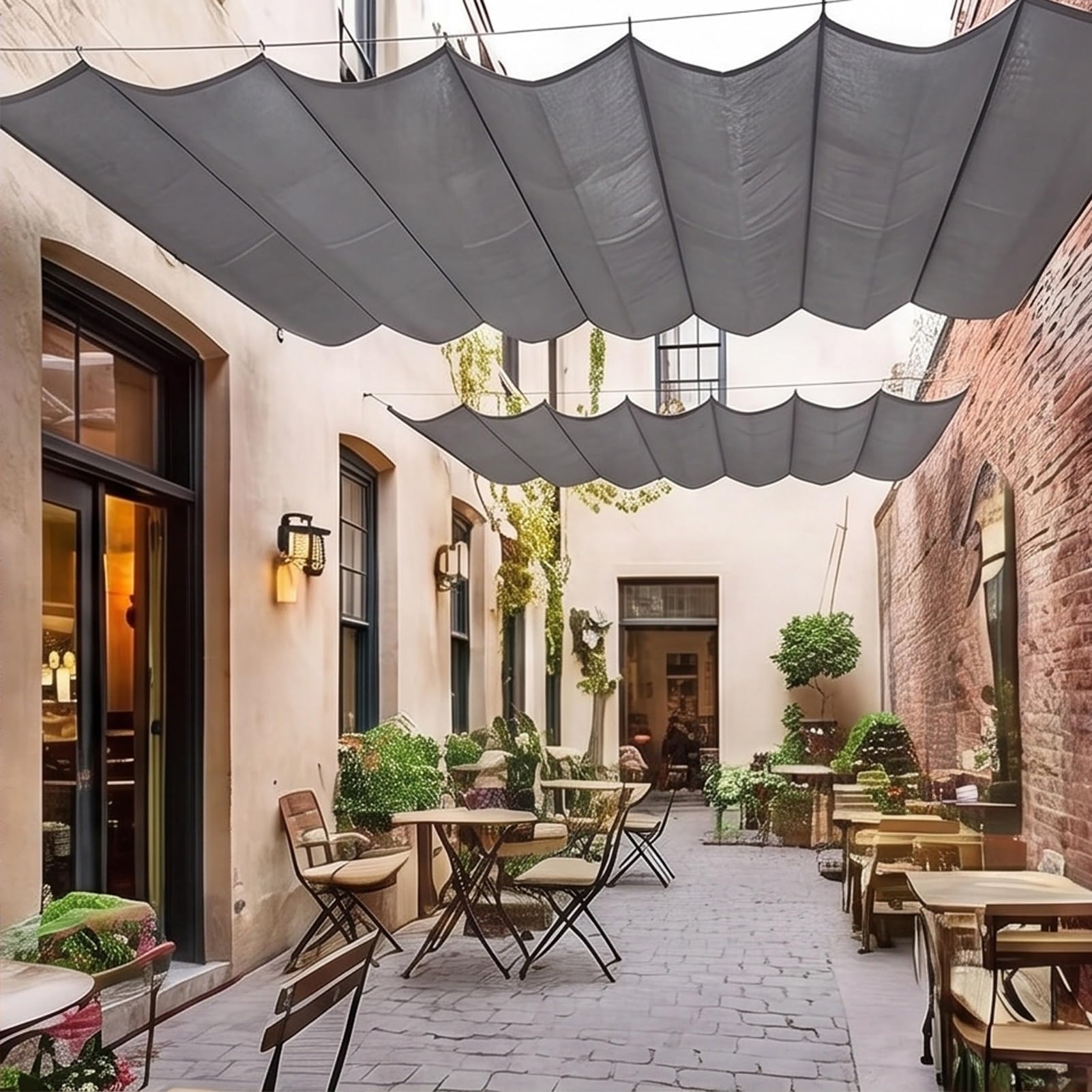 Wysuwany żagiel przeciwsłoneczny 210 x 660 cm, z oczkami i sznurkiem, na wymiar, pergola, ochrona przed promieniowaniem UV i rozerwanie, do markizy, tarasu, podwórza, werandy, pawilonu, ciemnoszarego