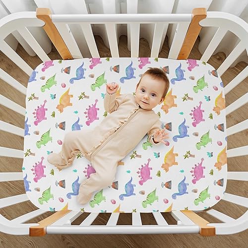 Miniatura 6 de Cartoon Dinosaur Crib Sheets - Stretchy Fitted Crib Sheets for Boys Girls, Unisex Cozy Baby Crib Sheet 28 x 52 x 9 Inches