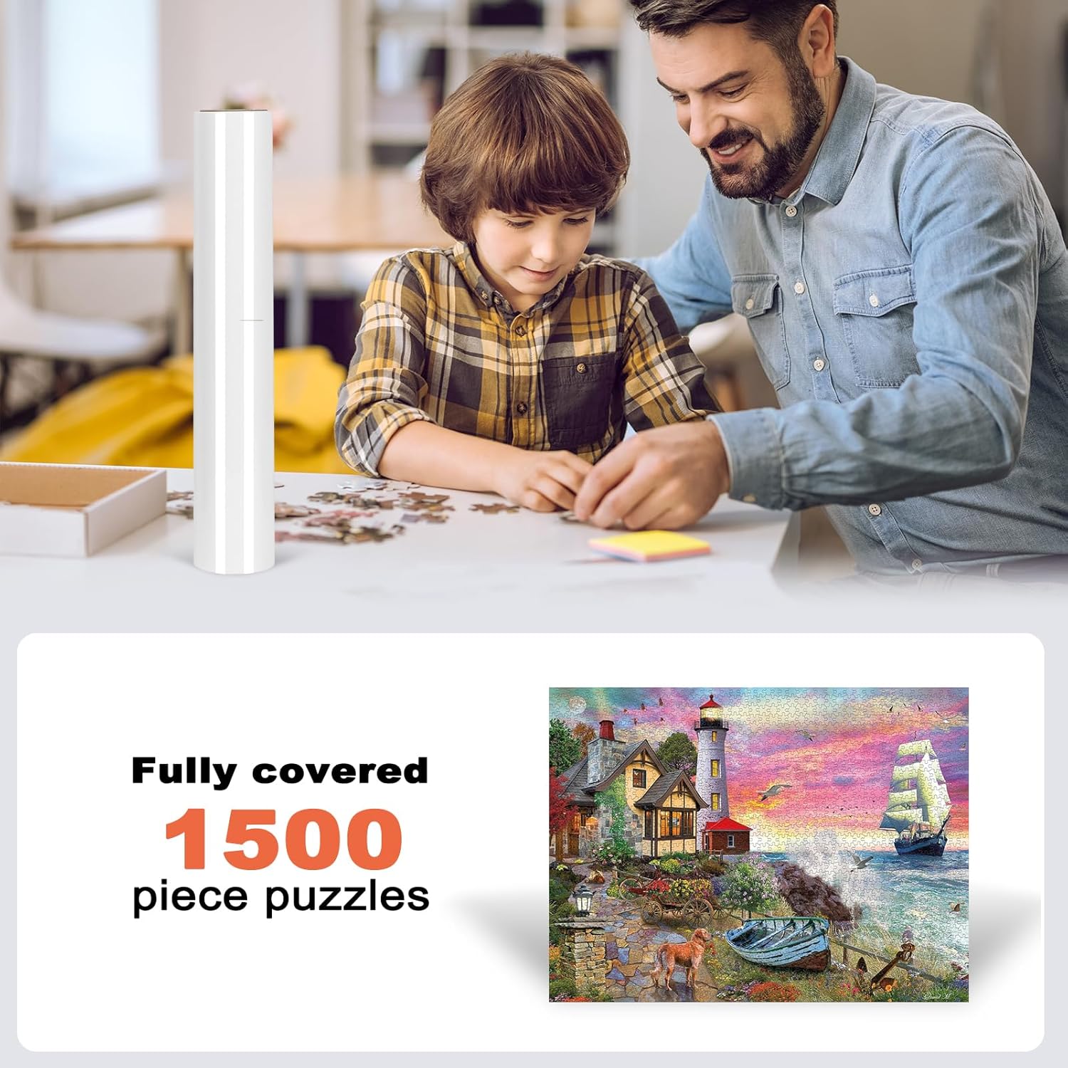 Extra-Long Puzzle Saver Sheets – 0.8in x 12in Roll, High-Capacity Cuttable Sticker for 1000-Piece Puzzles, Strong Hold, Easy Application, for Jigsaw Lovers