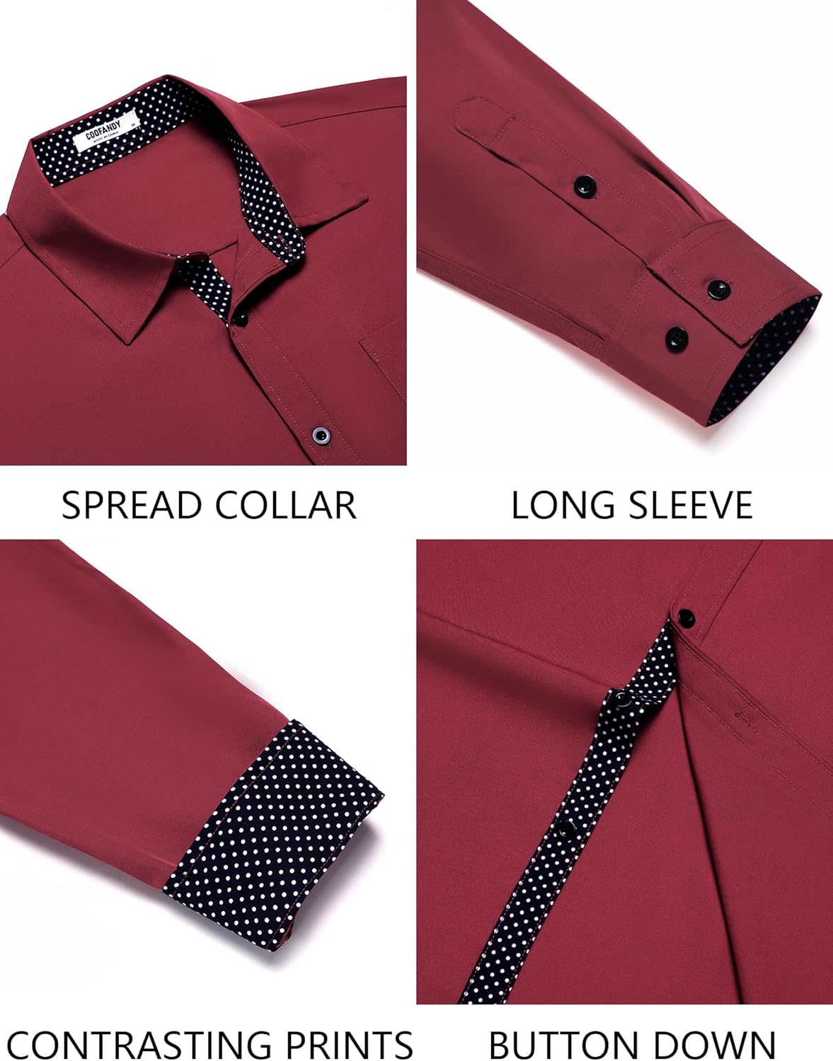 COOFANDY Men's Dress Shirt Wrinkle Free Regular Fit Stretch Long Sleeve Button Down Shirts - Image 6