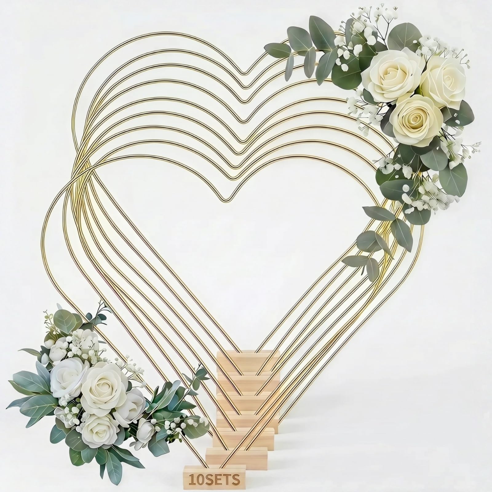 Centro de mesa de aro floral con forma de corazón Jojofuny estable con base 8