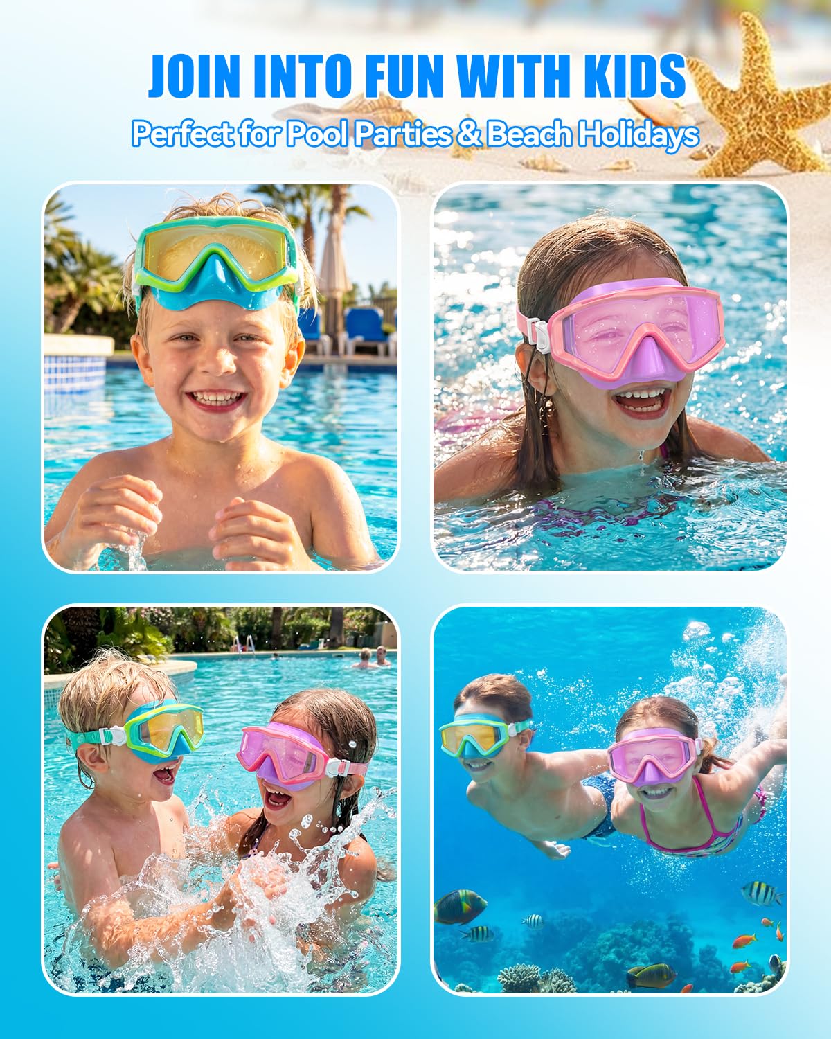 Aegend Gafas de natación para adultos y niños, gafas antivaho de visión amplia de 220° con bolsa de malla para interiores y exteriores, piscina, playa, natación