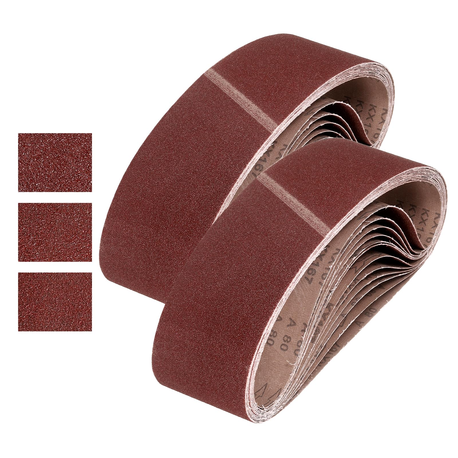QUARKZMAN 76mm x 610mm Nastri Abrasivi, 24Pz 40/60/80 Grana Carta Vetrata per Levigatrice Ossido di Allumina Per Lavorazione Legno, Lucidatura Metalli, Affilatura Coltelli