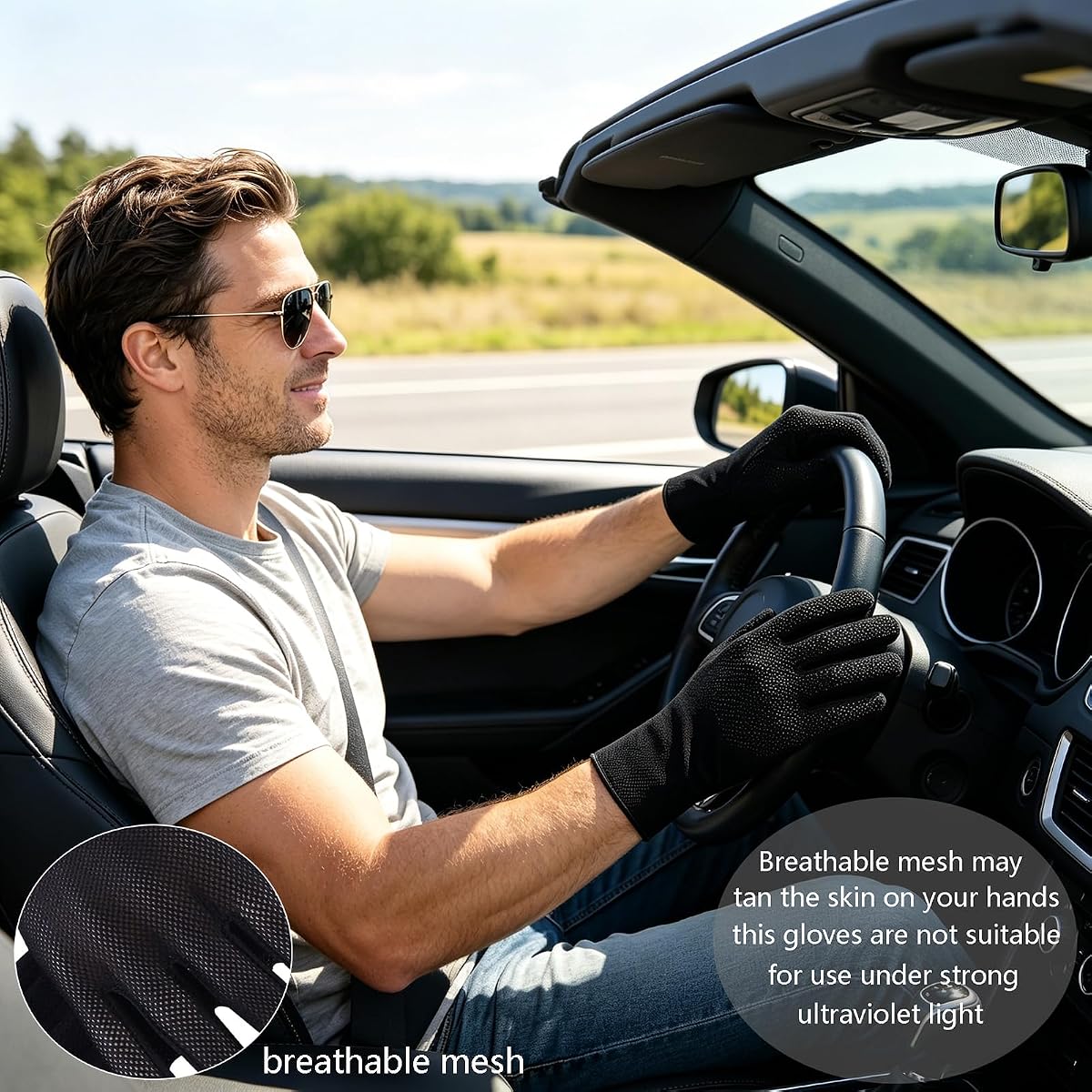 Men Driving Cycling Gloves Summer Full Finger Sun UV Protection Touchscreen Gloves Outdoor Breathable Gym Biking Glove