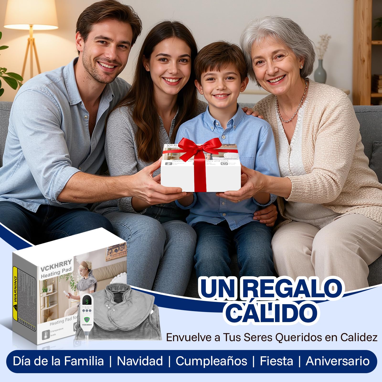 Almohadilla Térmica Eléctrica la Espalda y Cuello 60×100cm, 9 Niveles de Calor, 4 Temporizador, Manta Electrica con Apagado Automático, Calentamiento Rápido, Franela, Lavable Oficina y Hogar
