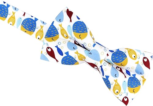 Miniatura 3 de OCIA Pajarita ajustable de algodón con diseño divertido para hombres y niños