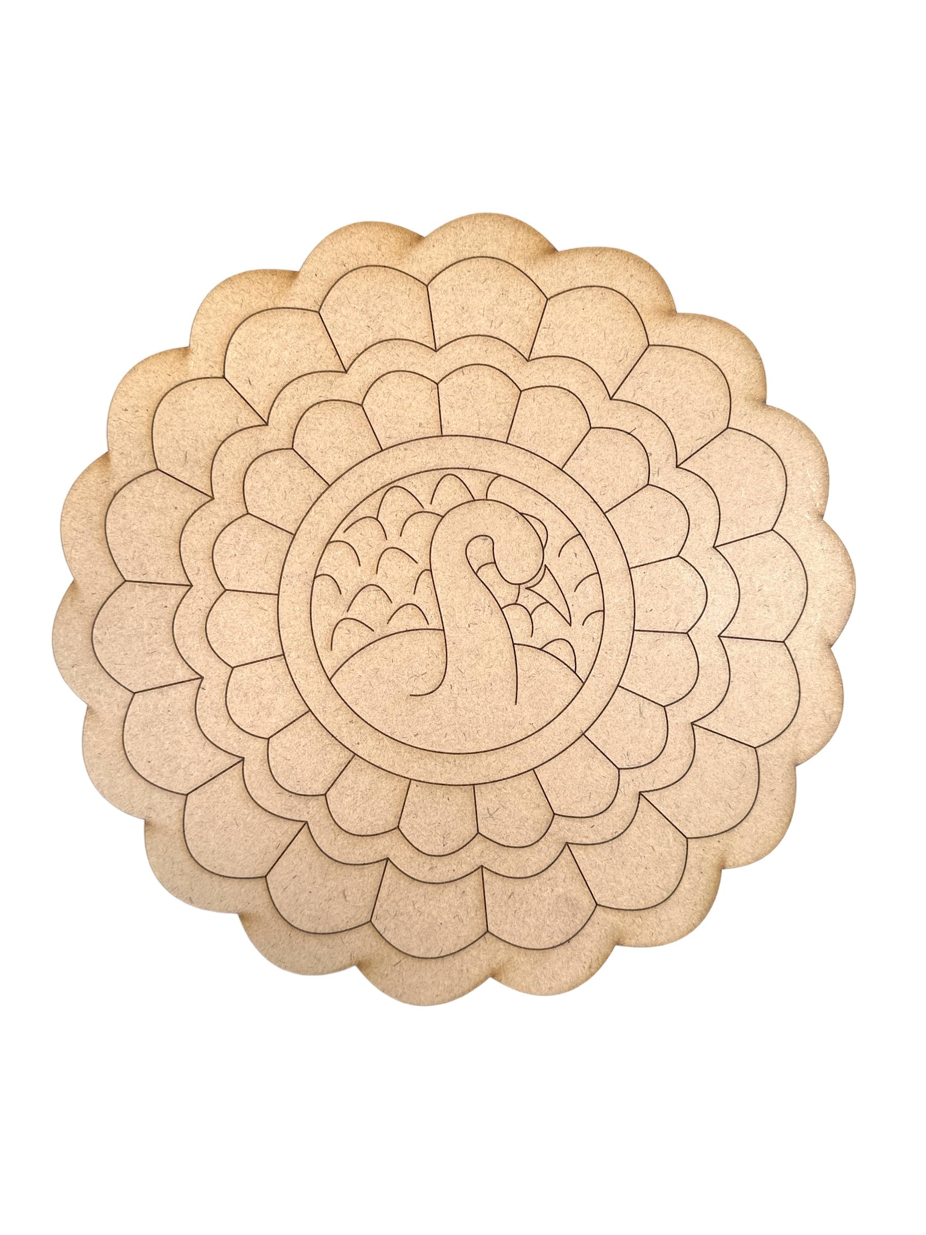 Bs amor Beautiful Swan Design on Round MDF Plain Wood Boards for Art and Craft 10x10 " Inch - 2.1mm Unfinished Slices Round and Square MDF Cutouts for, Mandala, Painting (1 Piece)-image-23