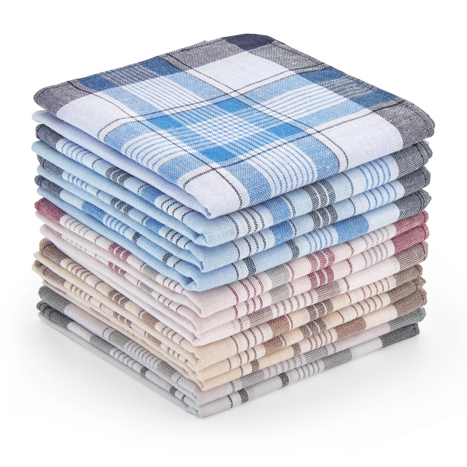Handkerchiefs for Men, 12PCS 100% Cotton Classic Pocket Squares Set, Gift
