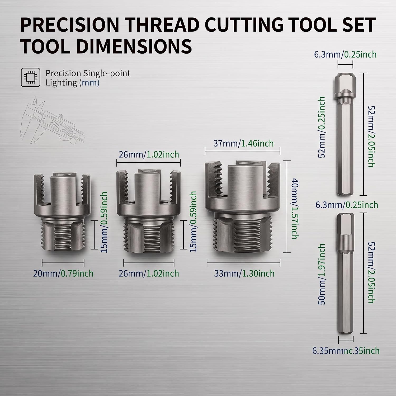 PVC Pipe Threader Kit with Bolt Extractor, 1/2"3/4" 1" NPT for PVC PPR | Heavy duty dual inner outer threader, anti-slip deep nesting, drill usable, built-in bolt extractor for PVC & PPR pipes