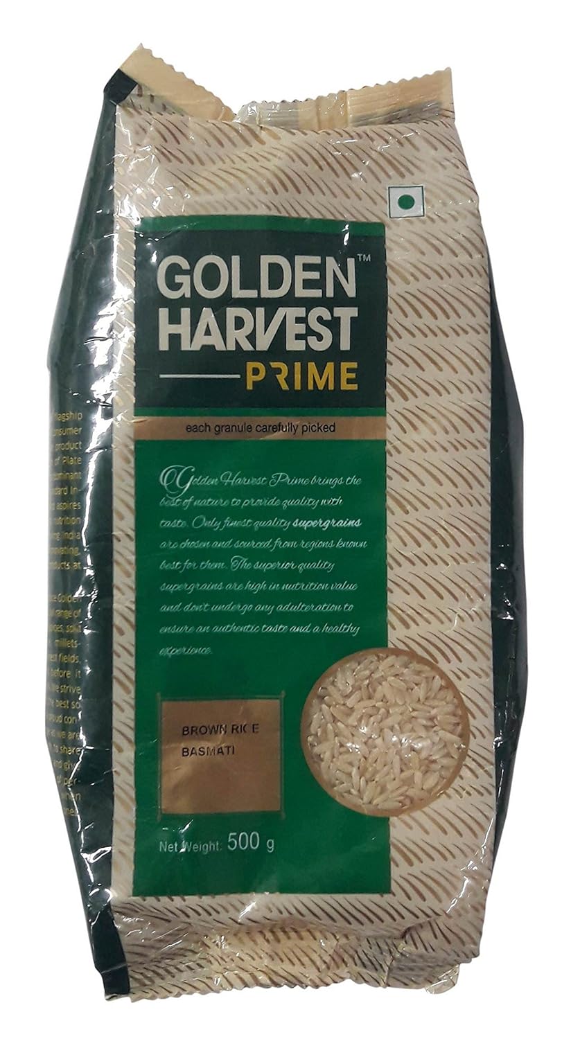 Golden Harvest Prime Basmati Rice Brown, 500g Pouch Amazon.in