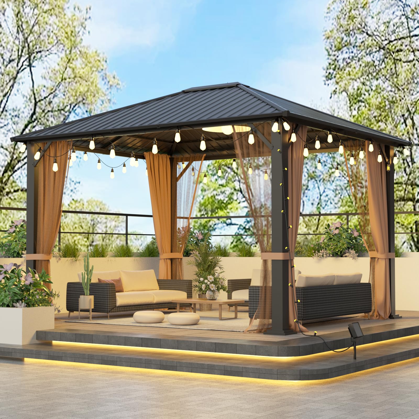 ANTSKU 10x12 Hardtop Gazebo installed on a patio