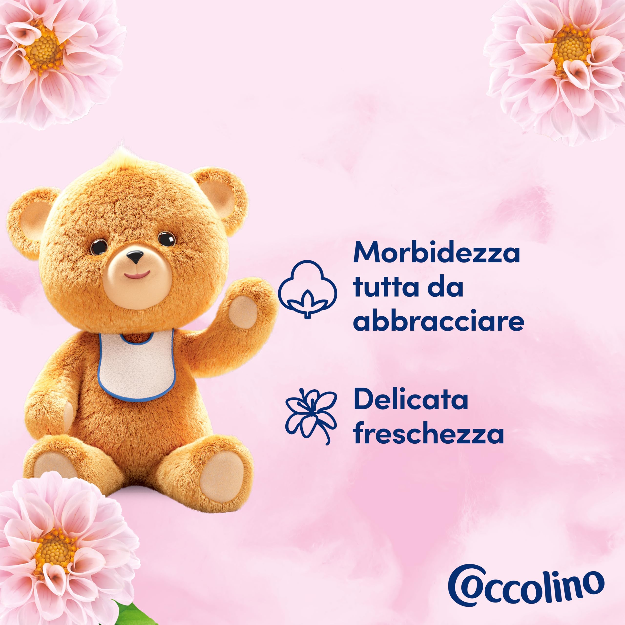 Coccolino Ammorbidente Concentrato Delicato e Soffice Petalo di Rosa, Ammorbidente Lavatrice Dermatologicamente Testato, Morbidezza Naturale, Freschezza Lunga, 41 Lavaggi, 8 x 952 ml